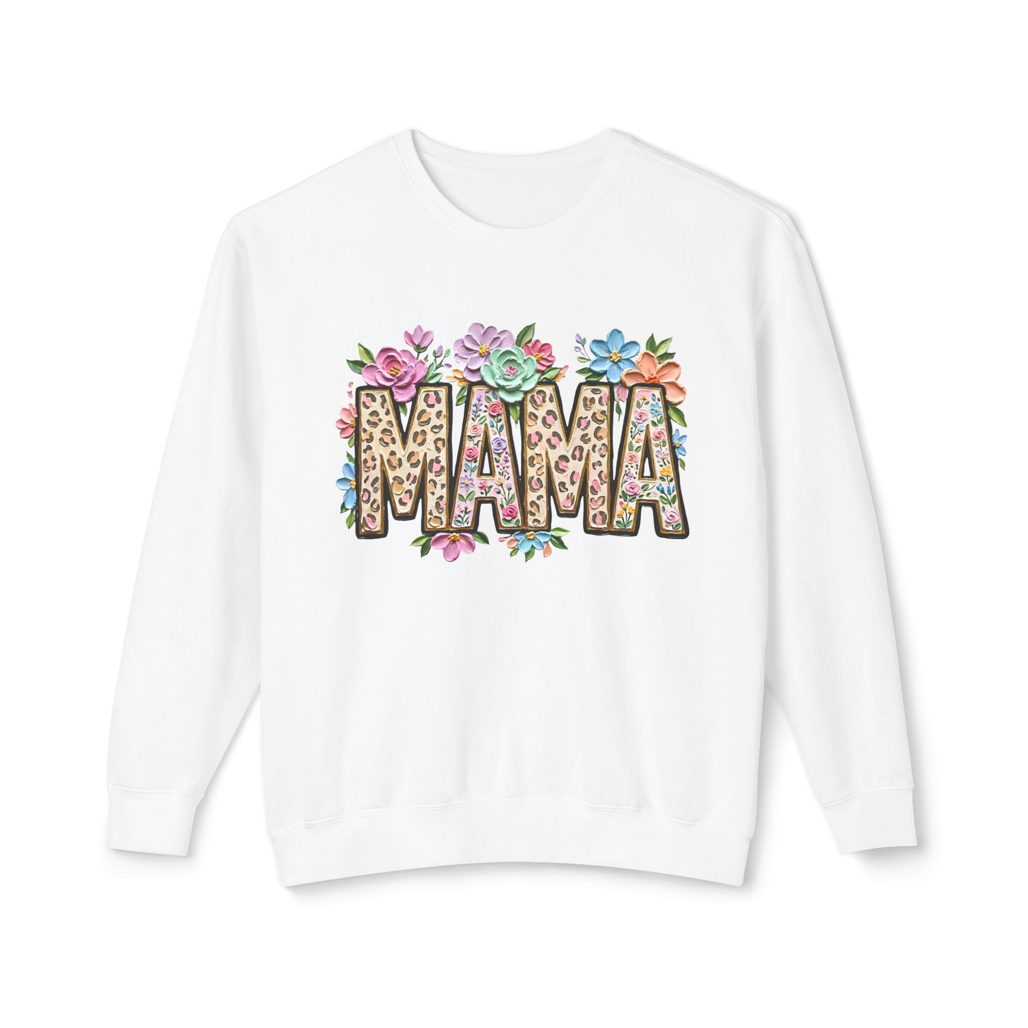Mama Floral Leopard Sweatshirt — 'MAMA' Leopard Print & Flower Crewneck
