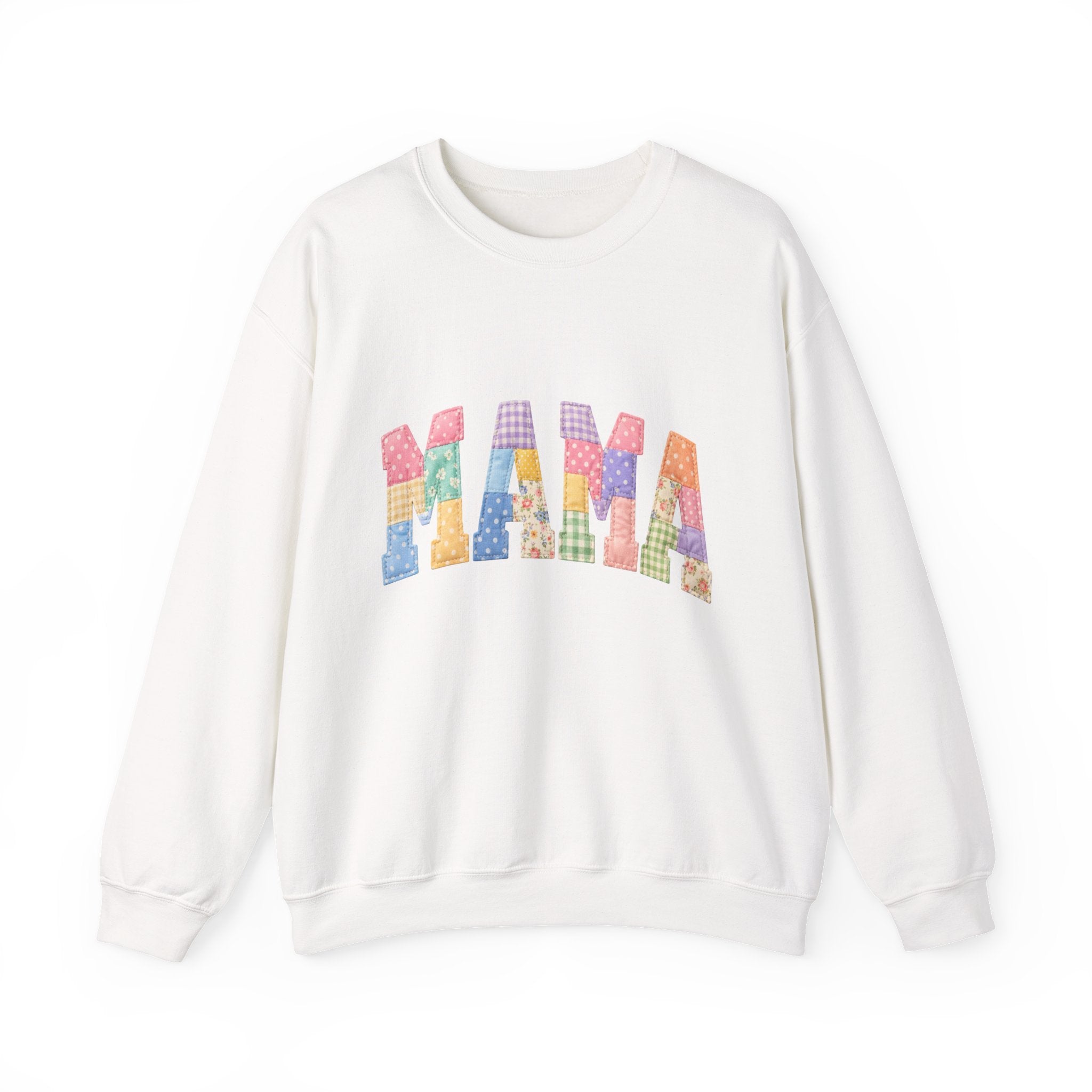 Mama Patchwork Crewneck Sweatshirt – Colorful Mom Graphic Pullover
