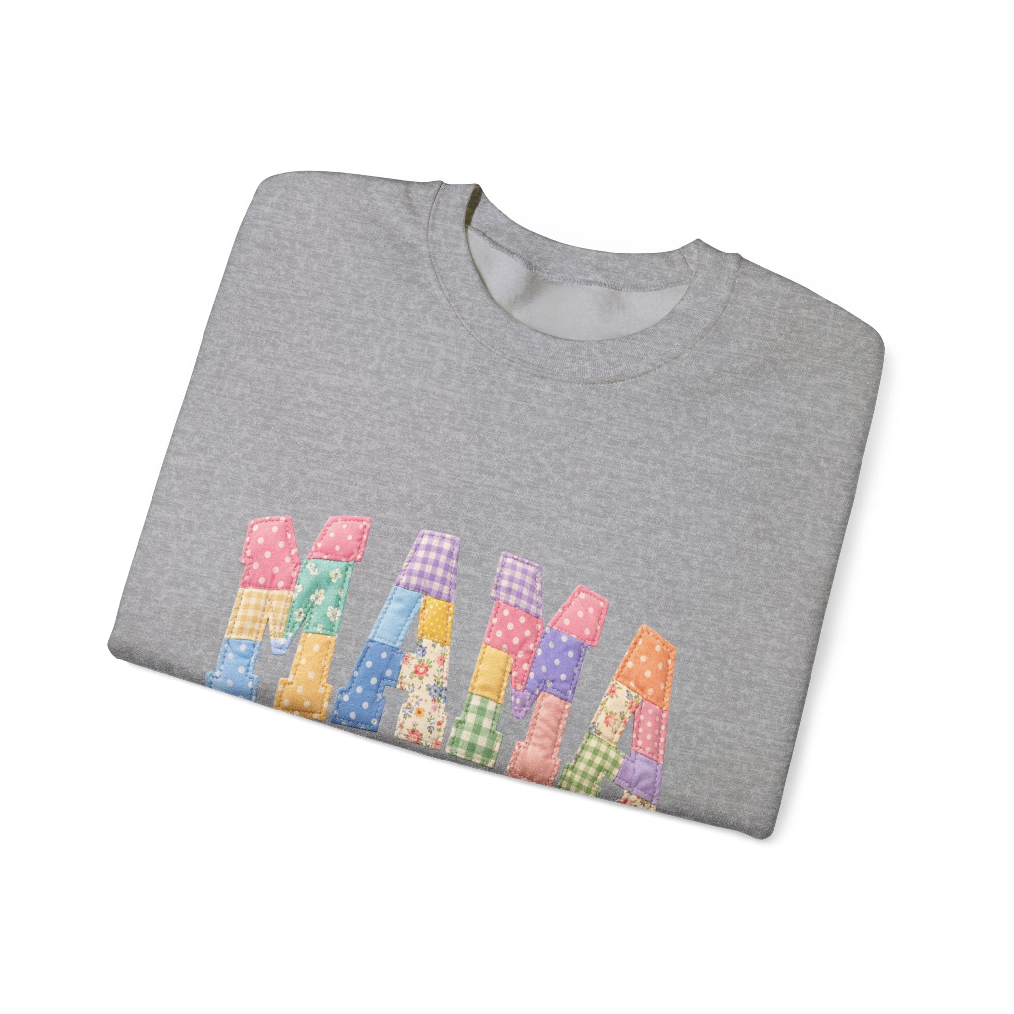 Mama Patchwork Crewneck Sweatshirt – Colorful Mom Graphic Pullover