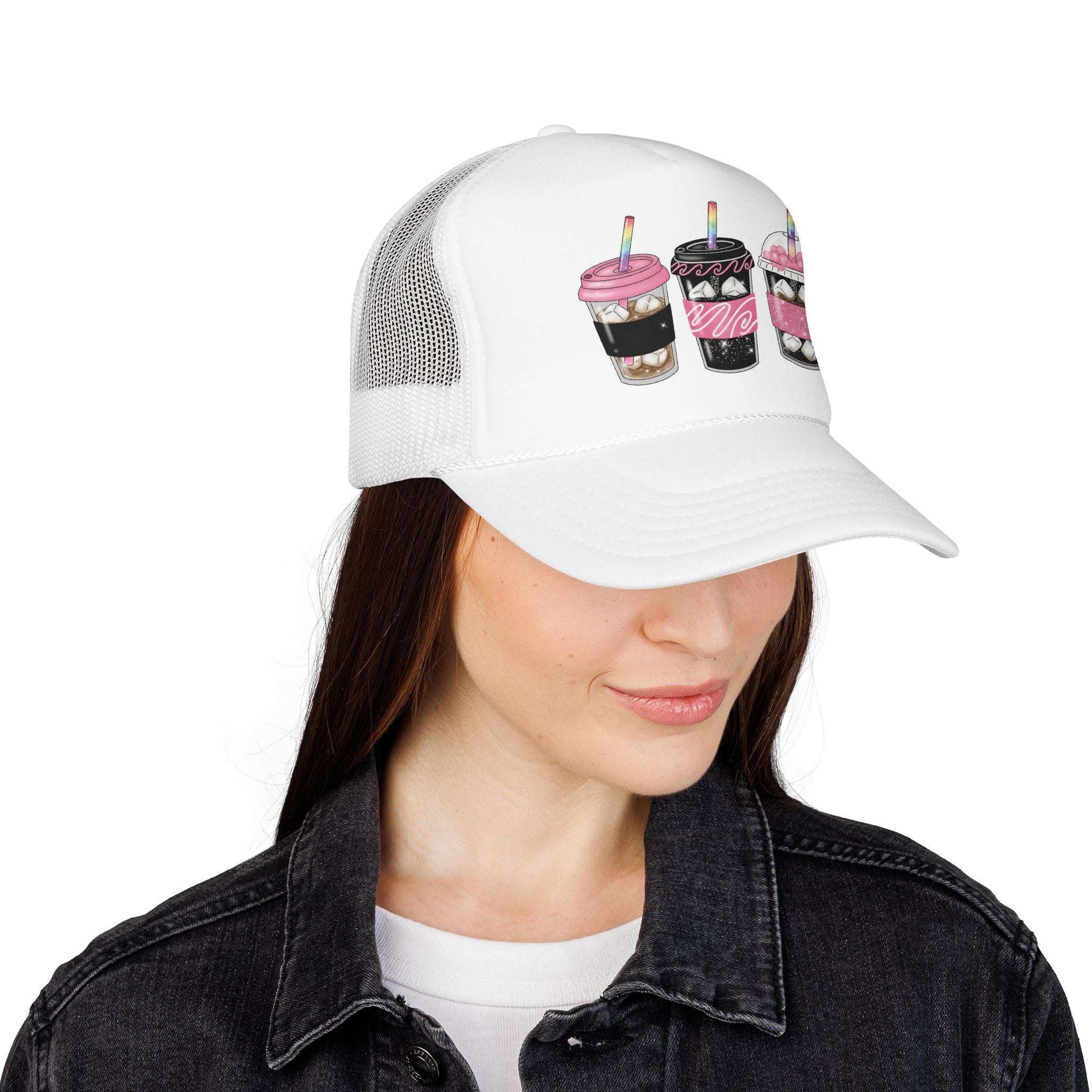 Trucker Hat — Cute Sparkle Milkshake Trio Foam Trucker Hat