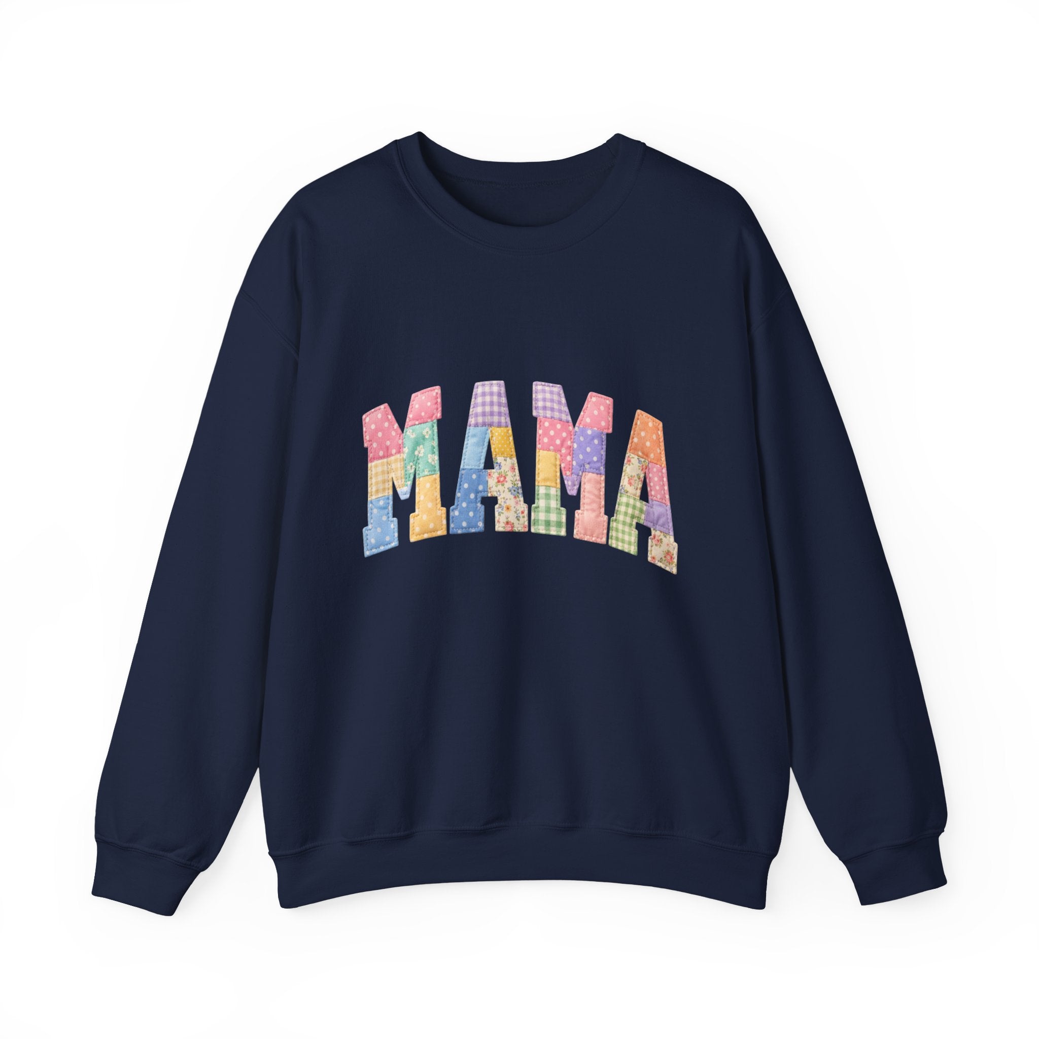 Mama Patchwork Crewneck Sweatshirt – Colorful Mom Graphic Pullover