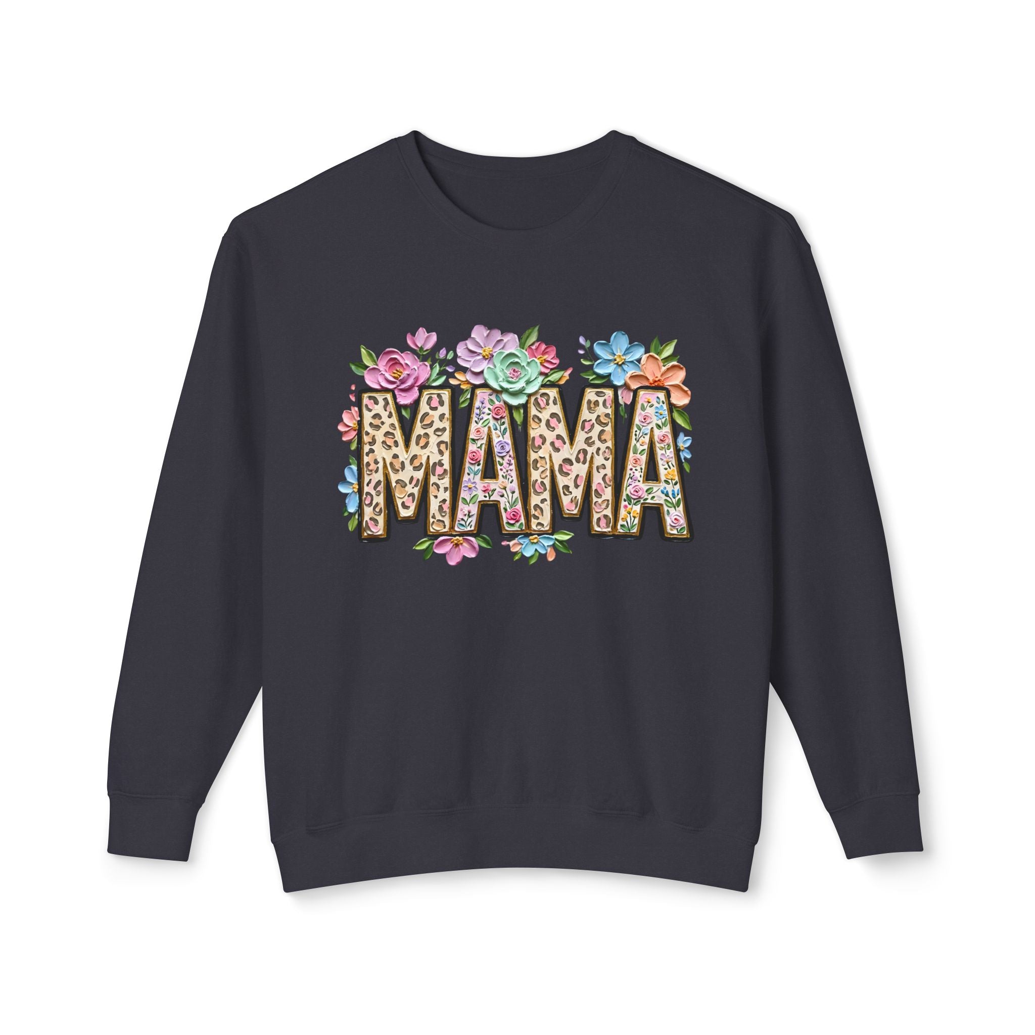 Mama Floral Leopard Sweatshirt — 'MAMA' Leopard Print & Flower Crewneck