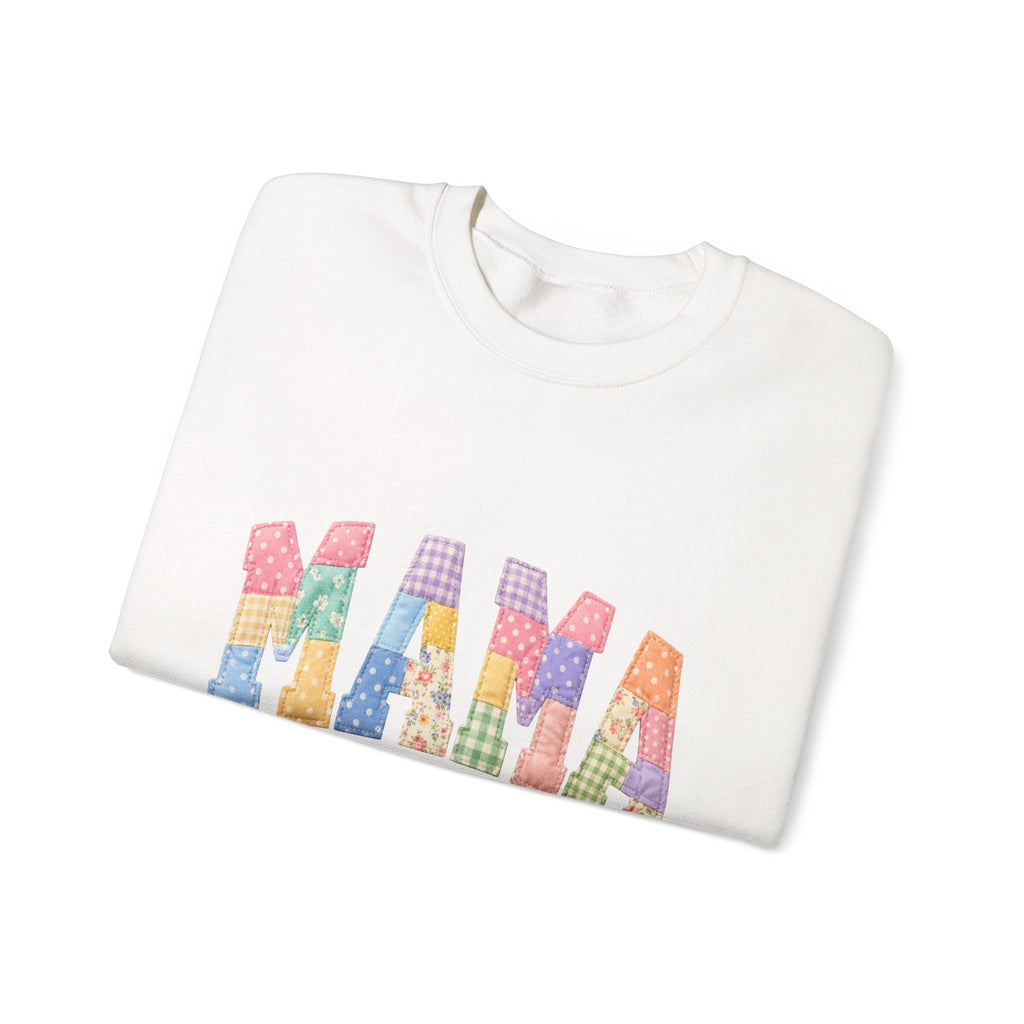 Mama Patchwork Crewneck Sweatshirt – Colorful Mom Graphic Pullover