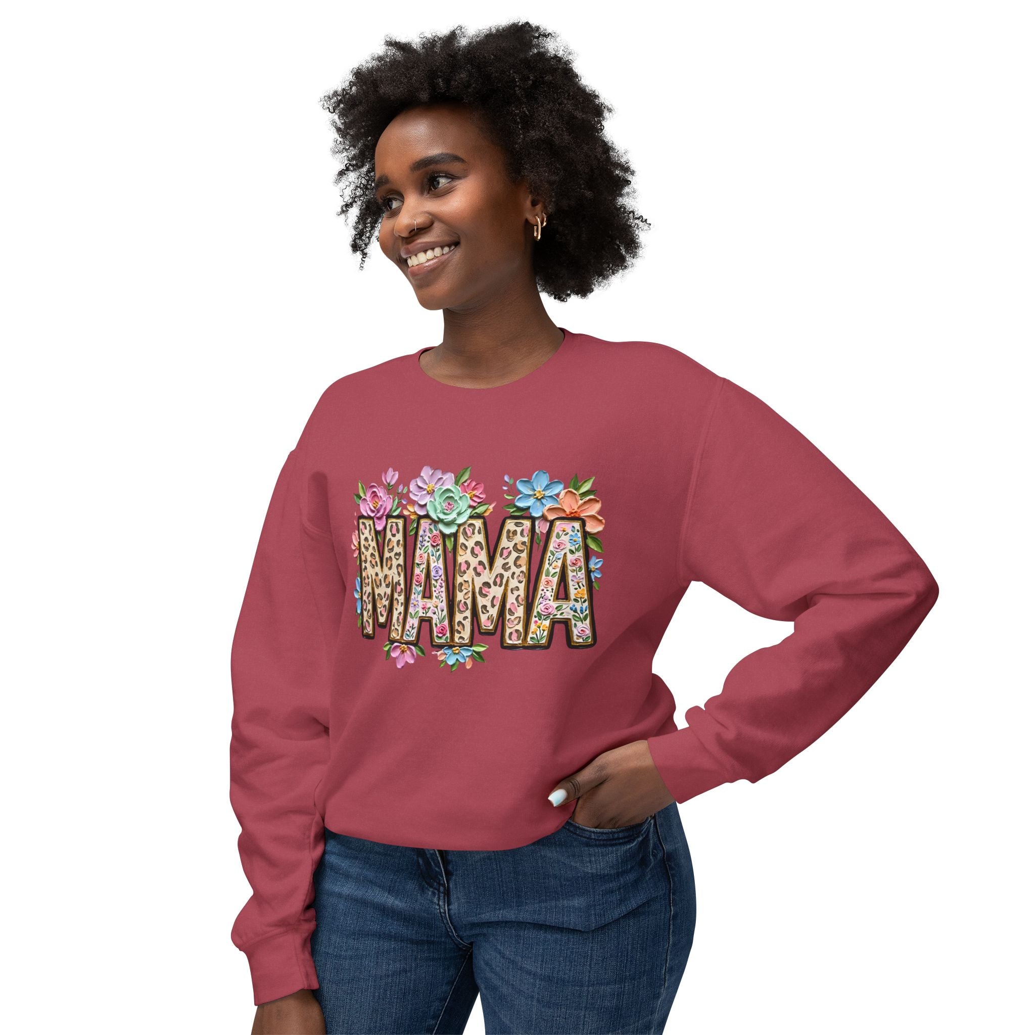Mama Floral Leopard Sweatshirt — 'MAMA' Leopard Print & Flower Crewneck