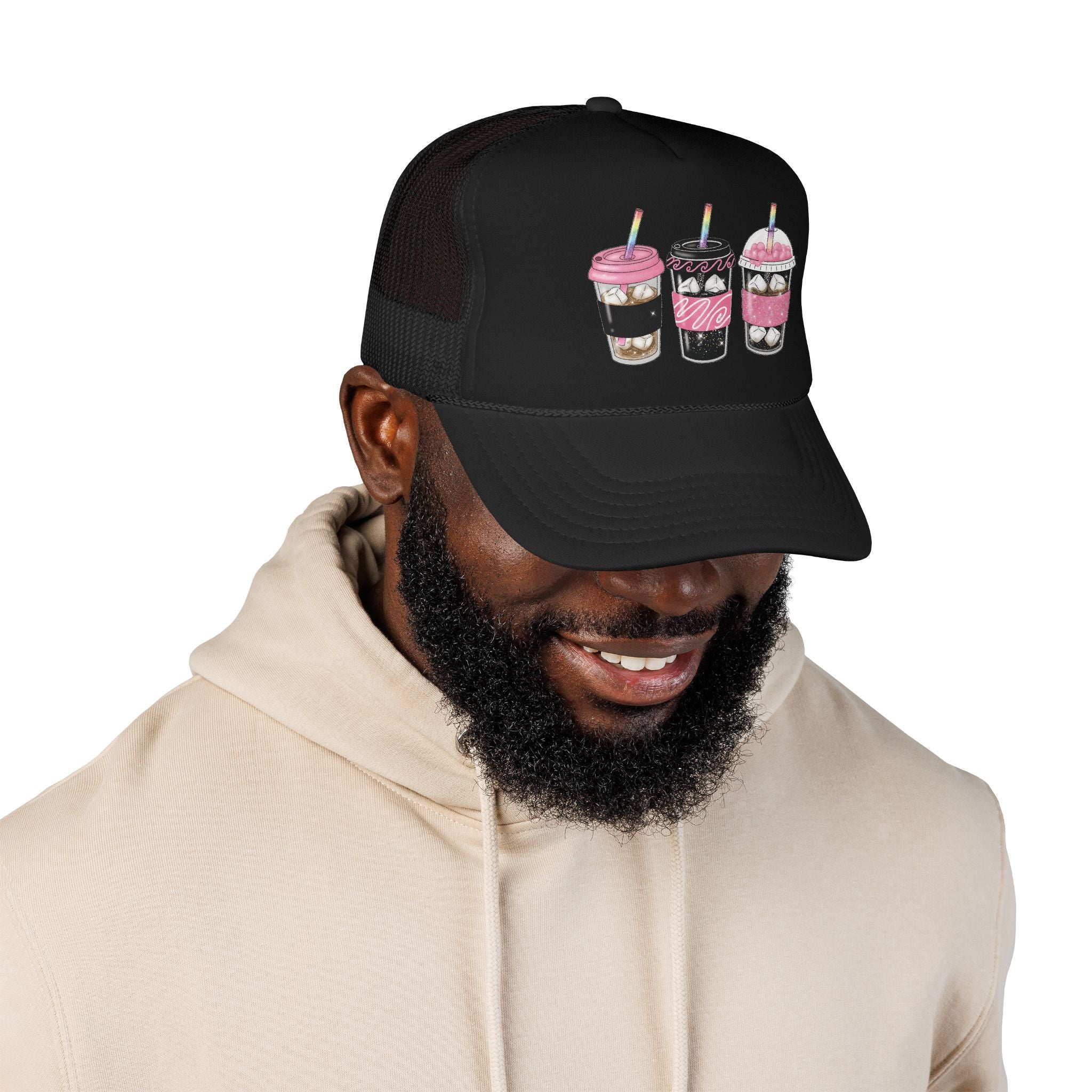 Trucker Hat — Cute Sparkle Milkshake Trio Foam Trucker Hat