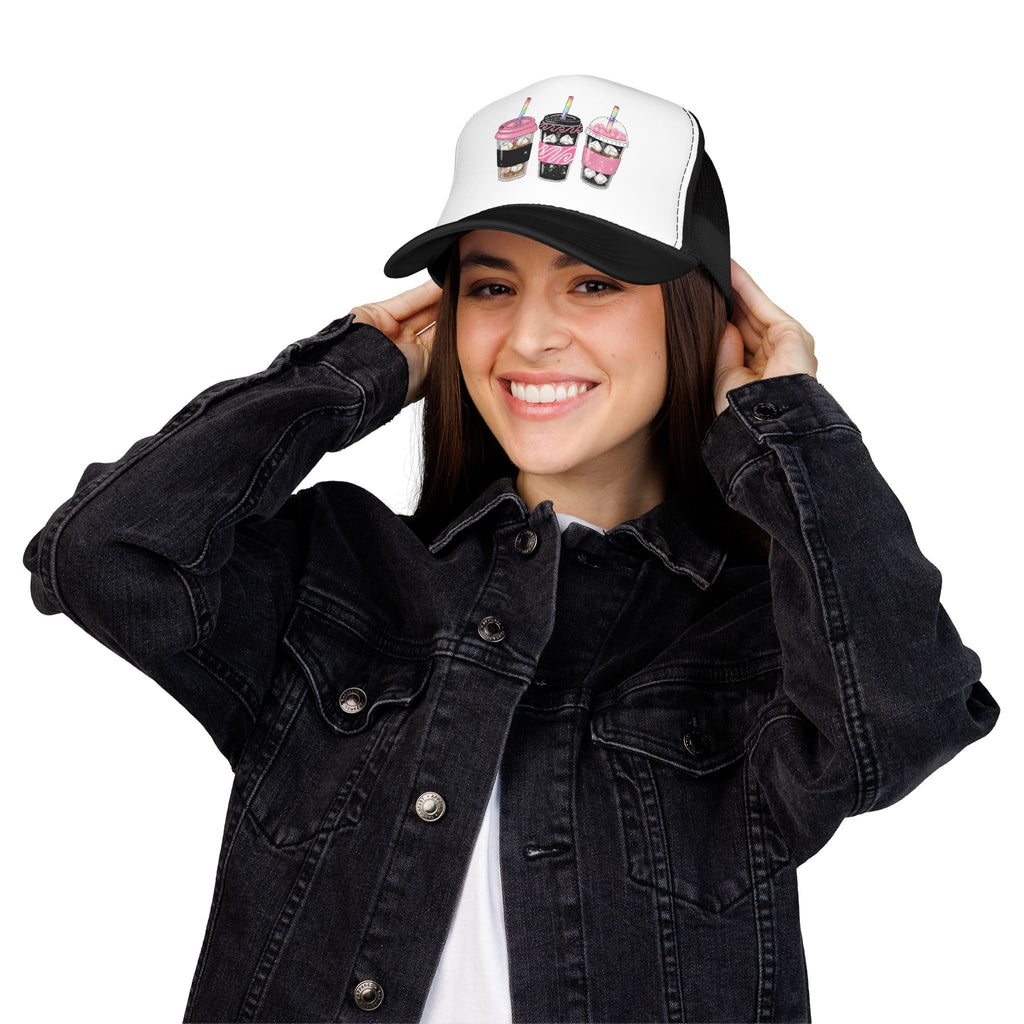 Trucker Hat — Cute Sparkle Milkshake Trio Foam Trucker Hat
