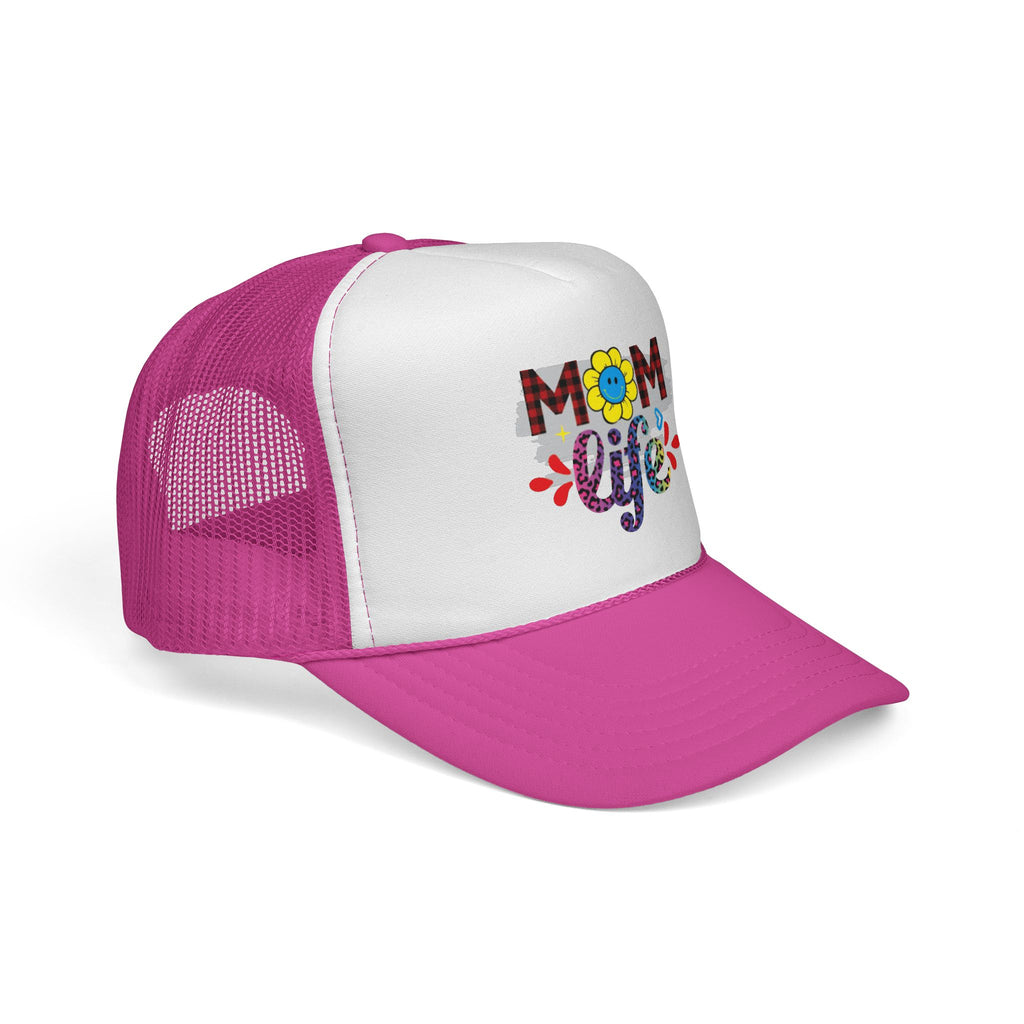 Mom Life Trucker Hat – Floral Plaid Cap for Moms, Mother's Day Gift