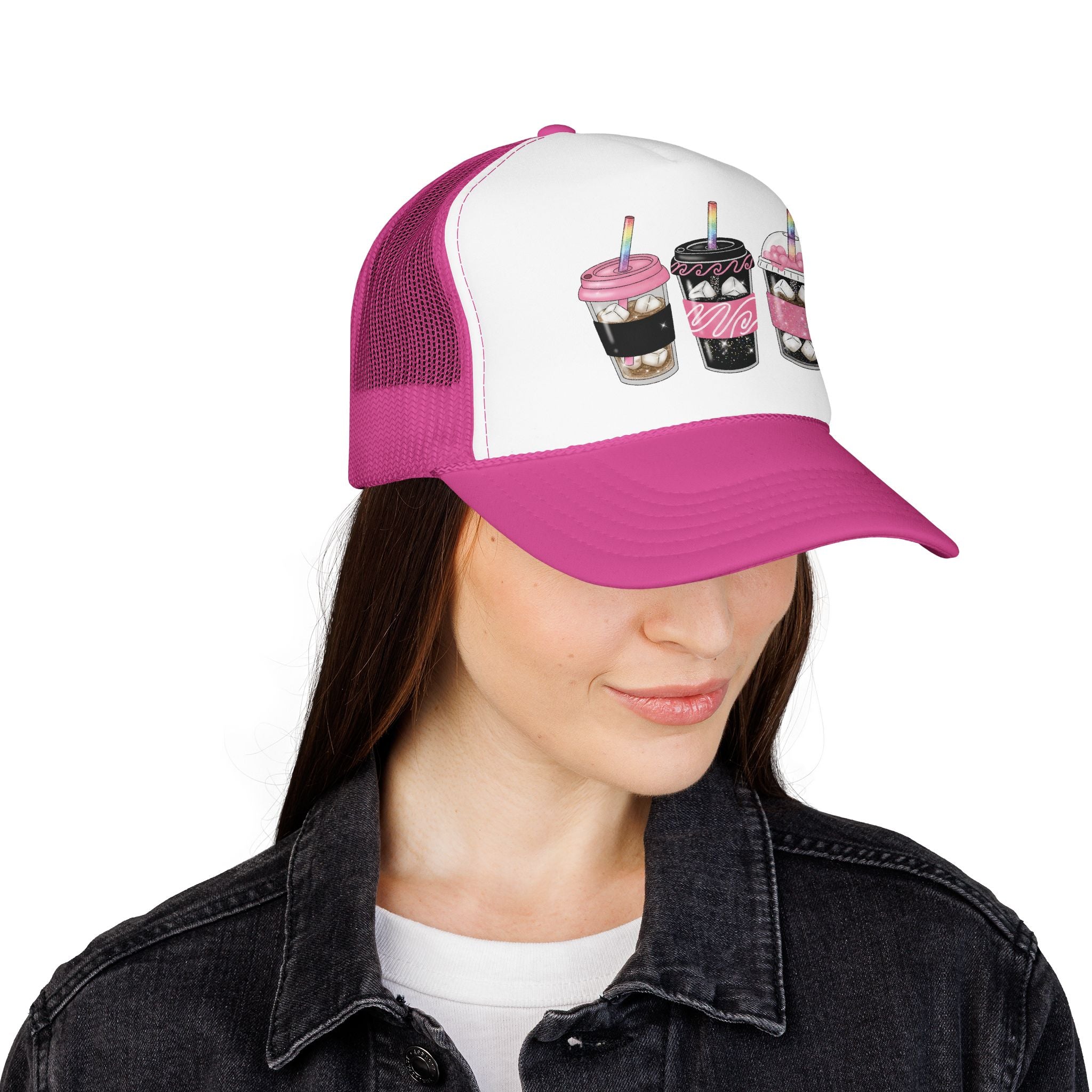 Trucker Hat — Cute Sparkle Milkshake Trio Foam Trucker Hat