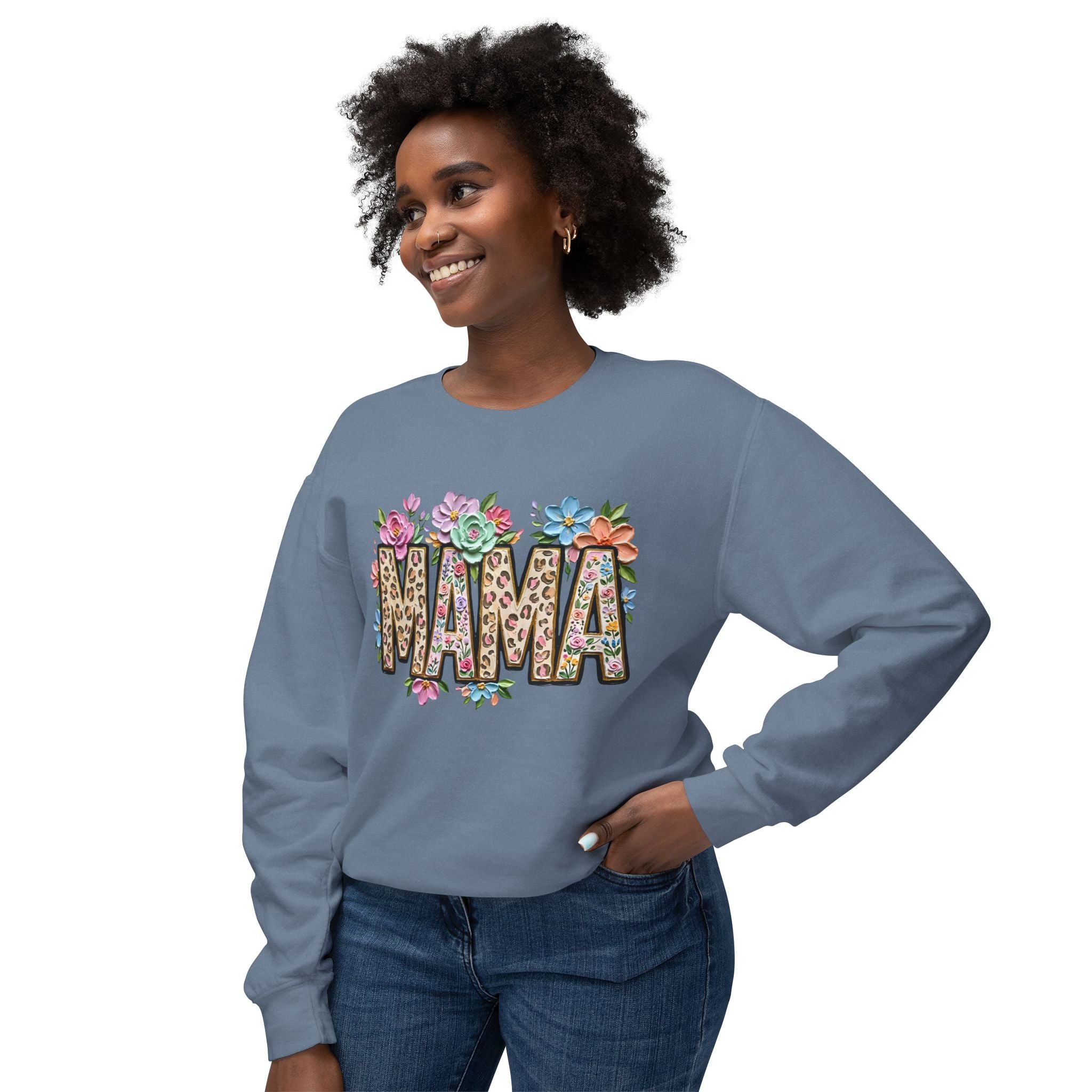 Mama Floral Leopard Sweatshirt — 'MAMA' Leopard Print & Flower Crewneck