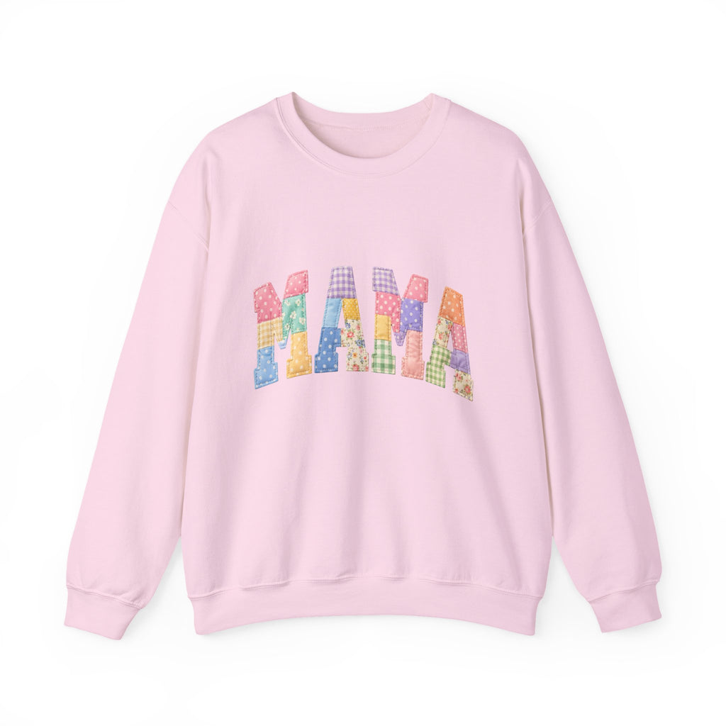 Mama Patchwork Crewneck Sweatshirt – Colorful Mom Graphic Pullover