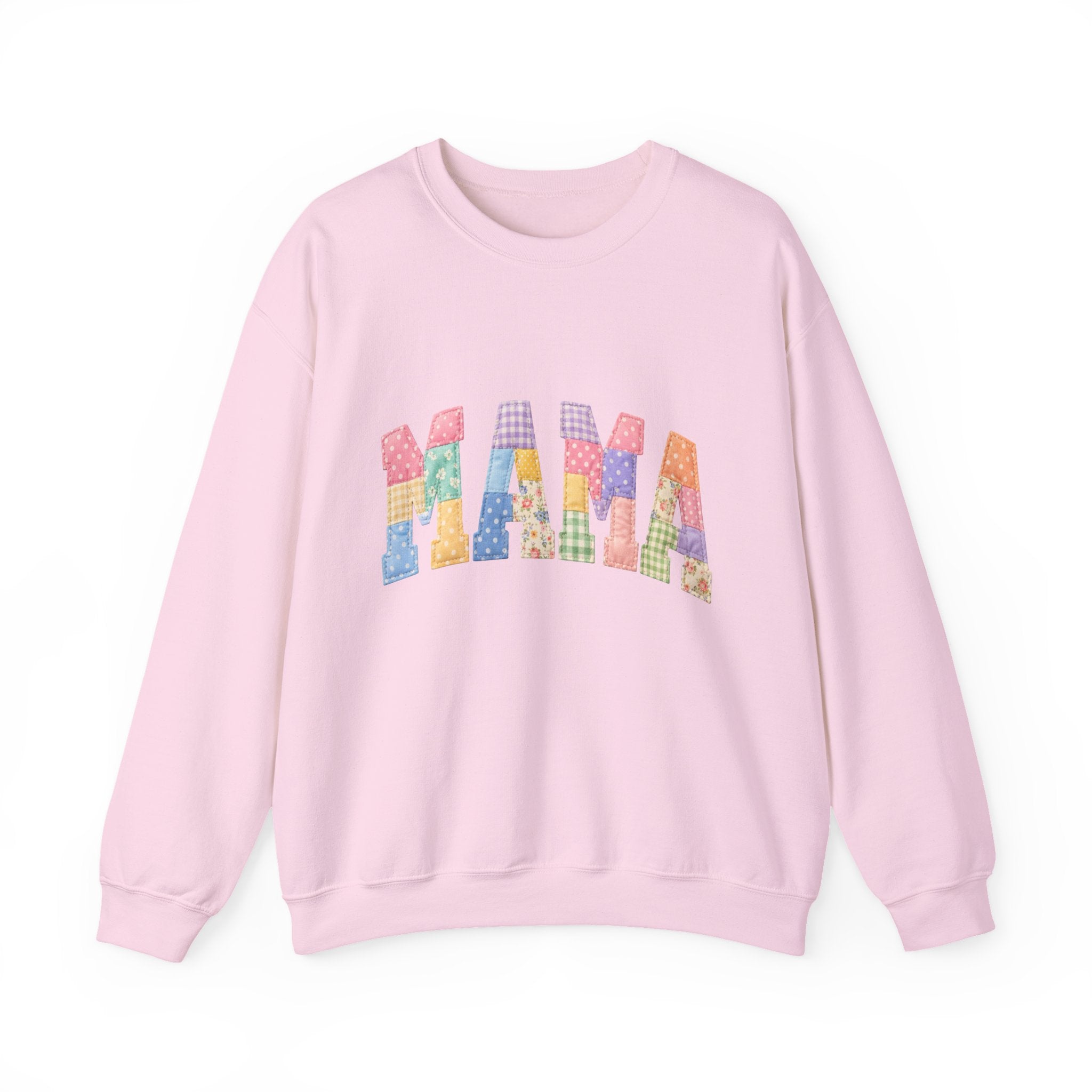 Mama Patchwork Crewneck Sweatshirt – Colorful Mom Graphic Pullover