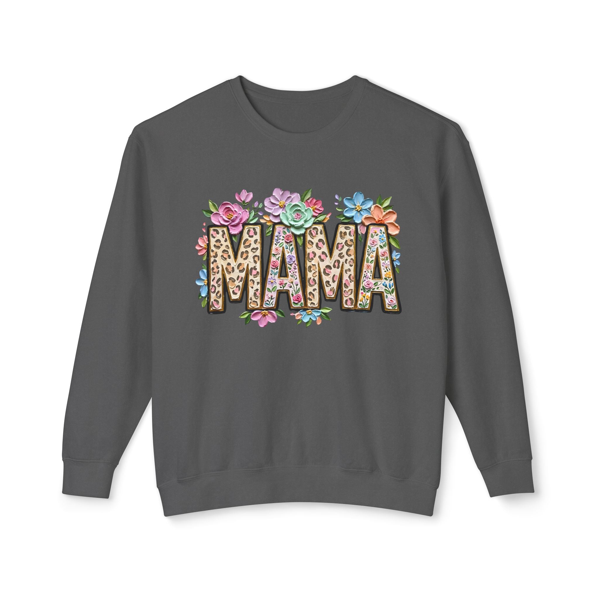 Mama Floral Leopard Sweatshirt — 'MAMA' Leopard Print & Flower Crewneck