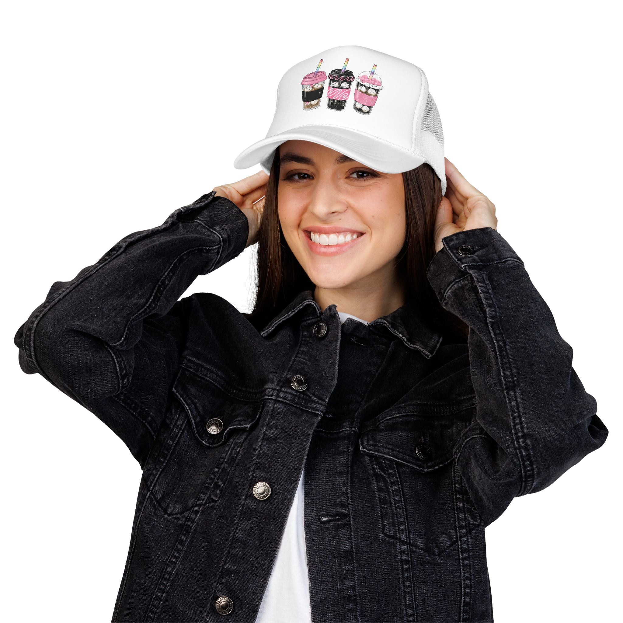 Trucker Hat — Cute Sparkle Milkshake Trio Foam Trucker Hat