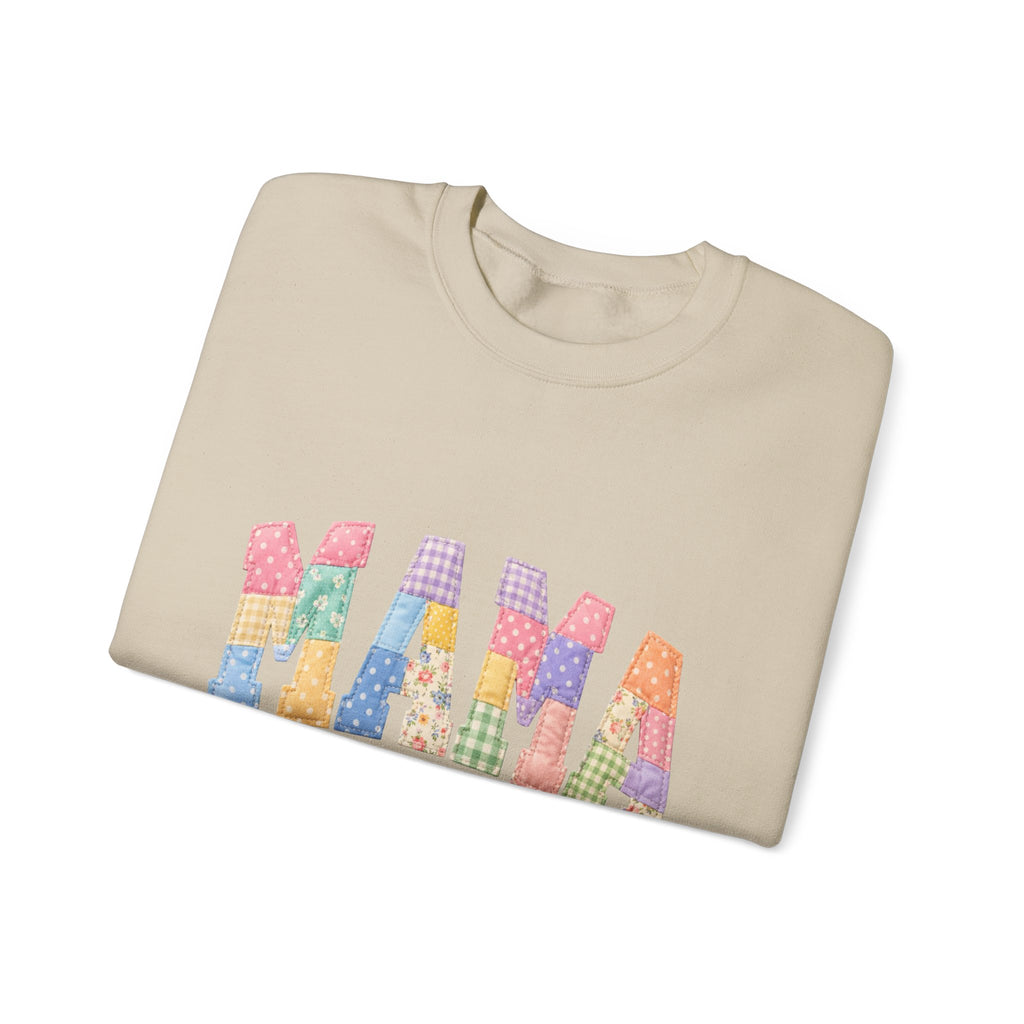Mama Patchwork Crewneck Sweatshirt – Colorful Mom Graphic Pullover