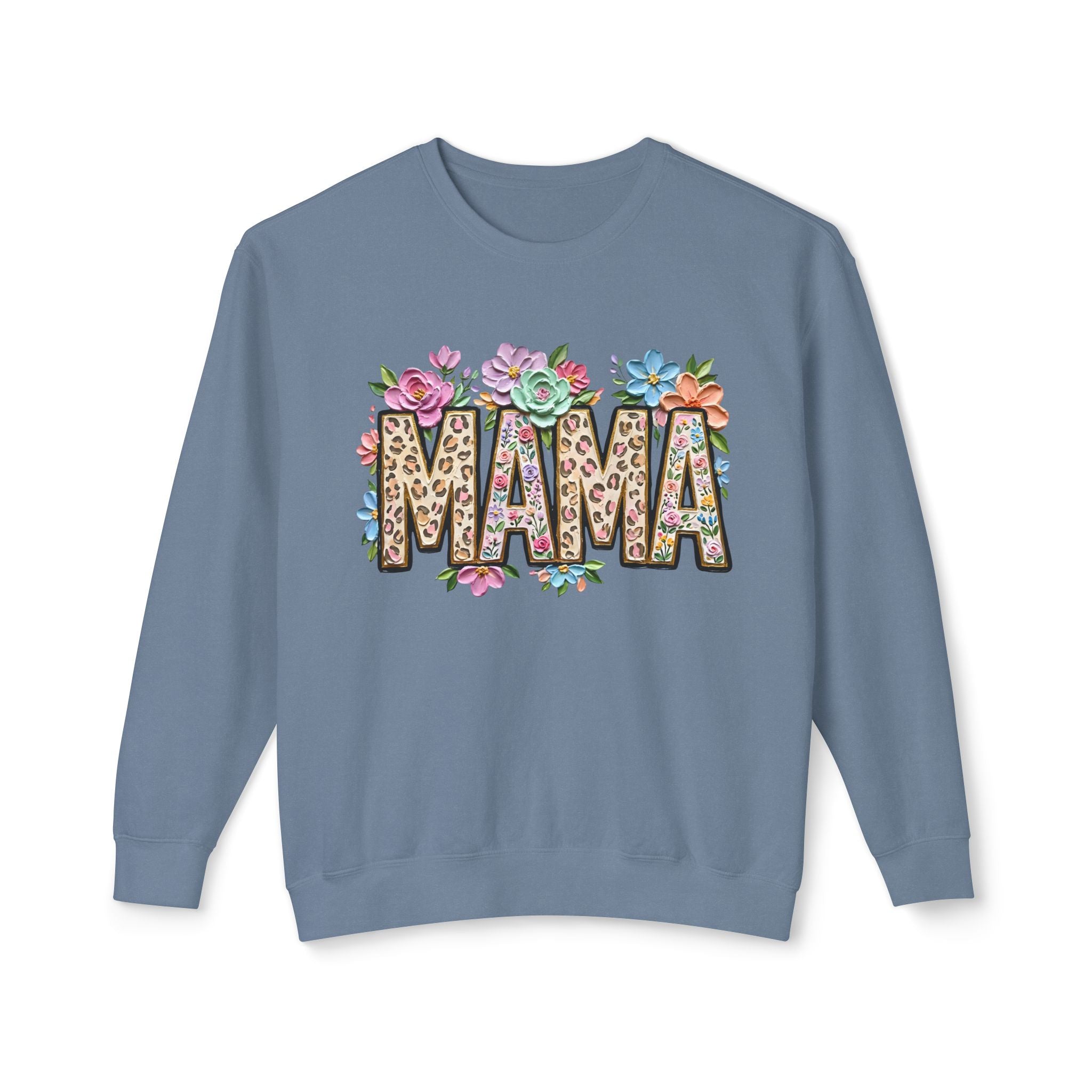 Mama Floral Leopard Sweatshirt — 'MAMA' Leopard Print & Flower Crewneck