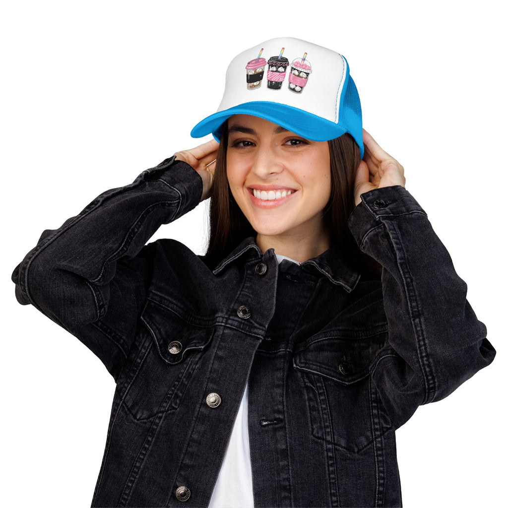 Trucker Hat — Cute Sparkle Milkshake Trio Foam Trucker Hat