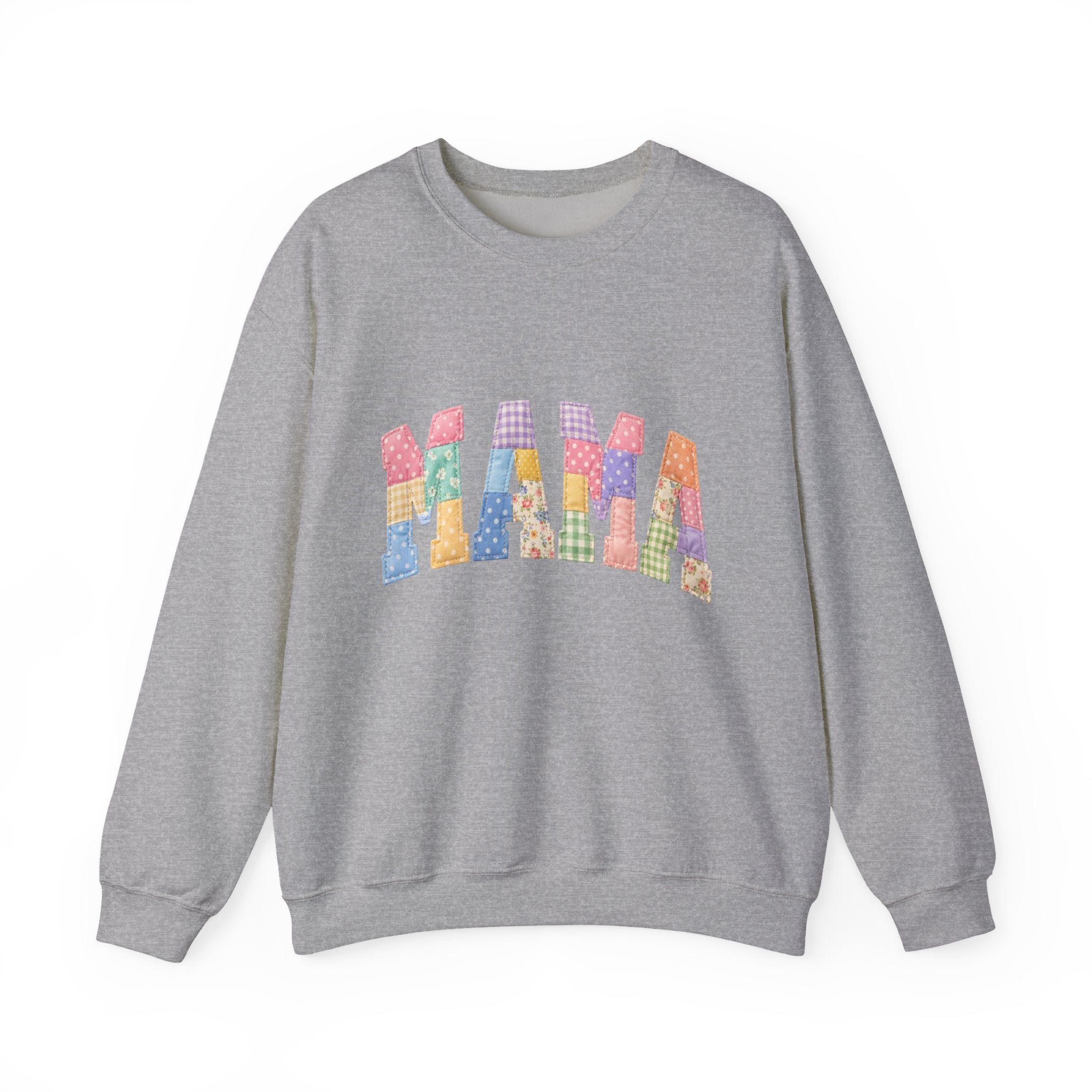 Mama Patchwork Crewneck Sweatshirt – Colorful Mom Graphic Pullover