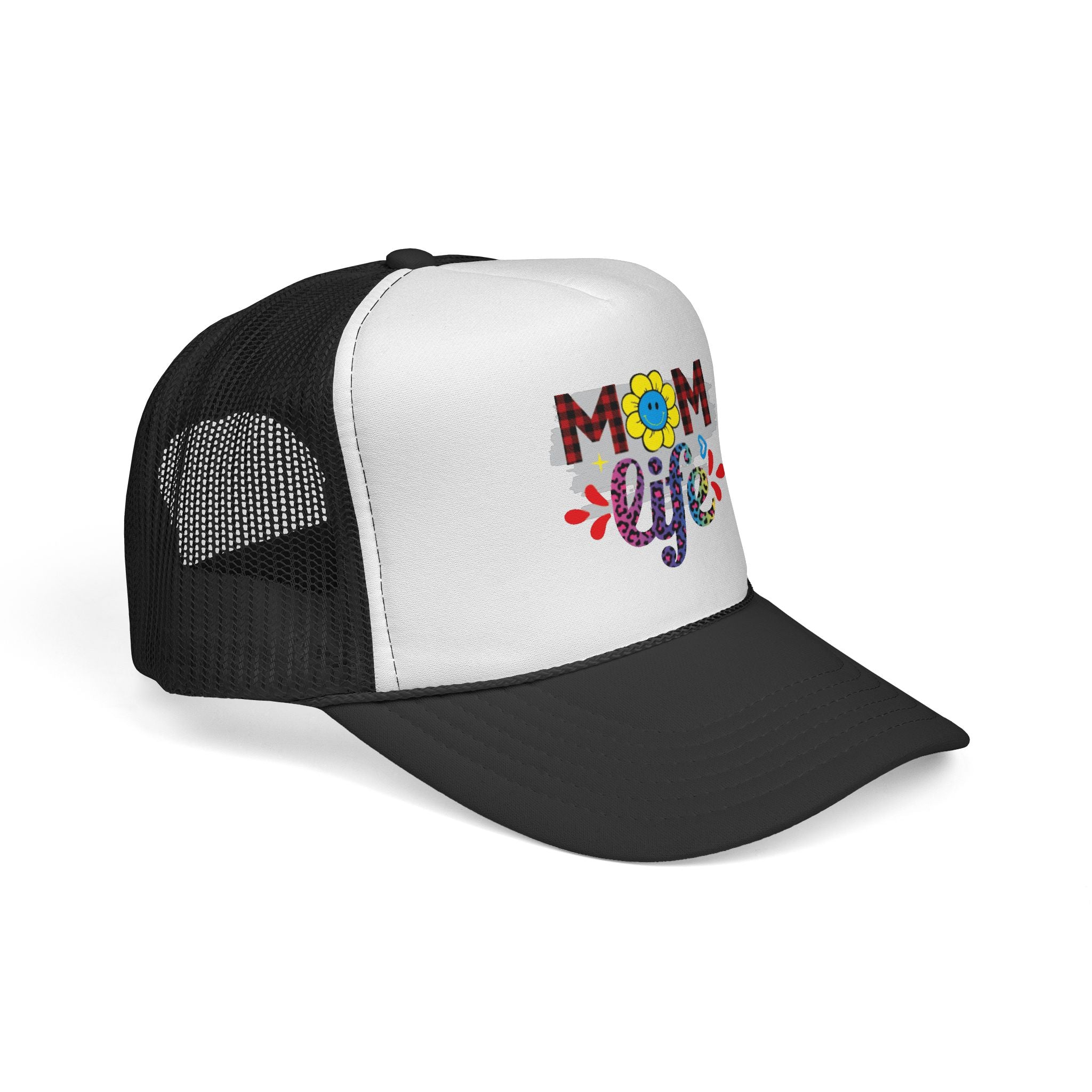Mom Life Trucker Hat – Floral Plaid Cap for Moms, Mother's Day Gift