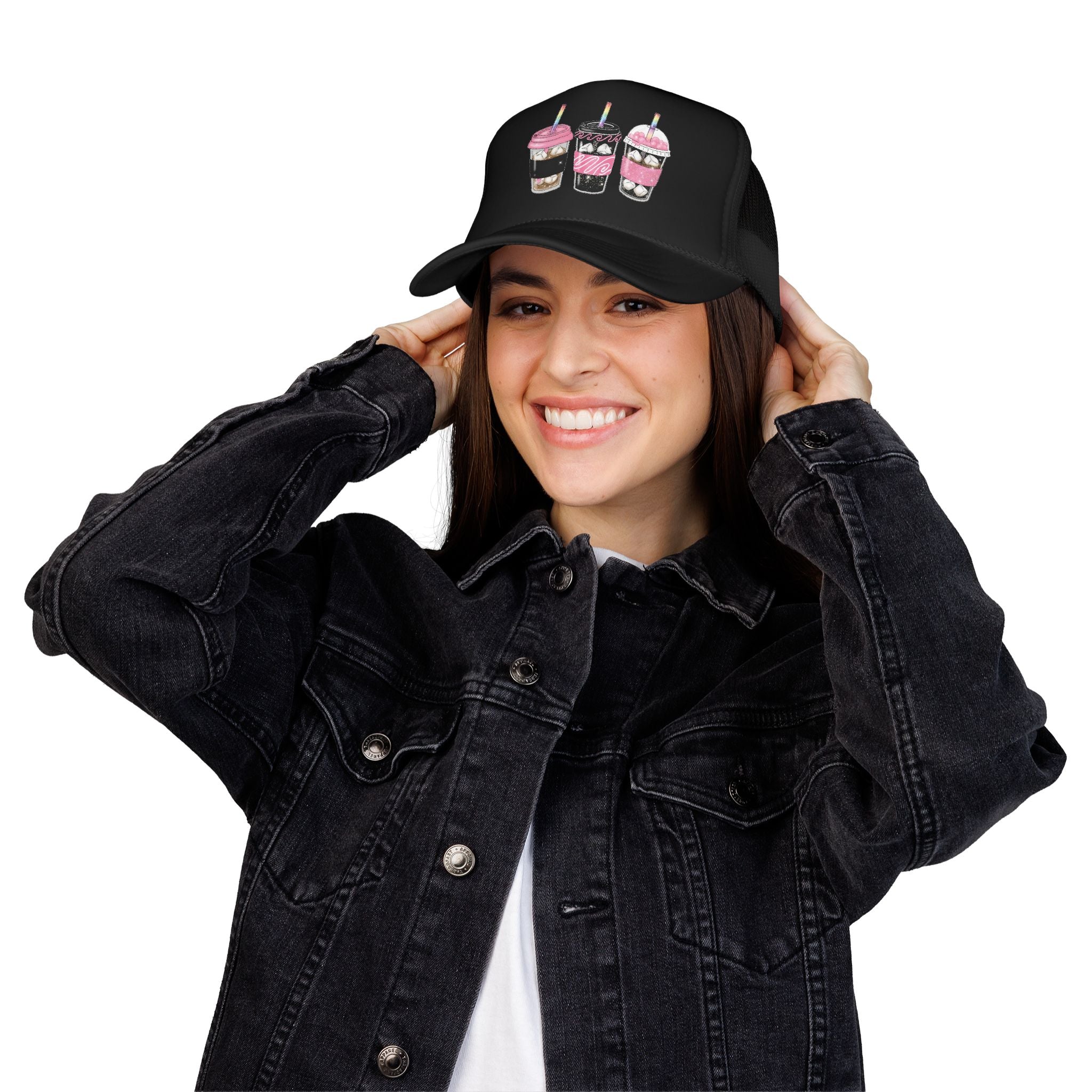 Trucker Hat — Cute Sparkle Milkshake Trio Foam Trucker Hat