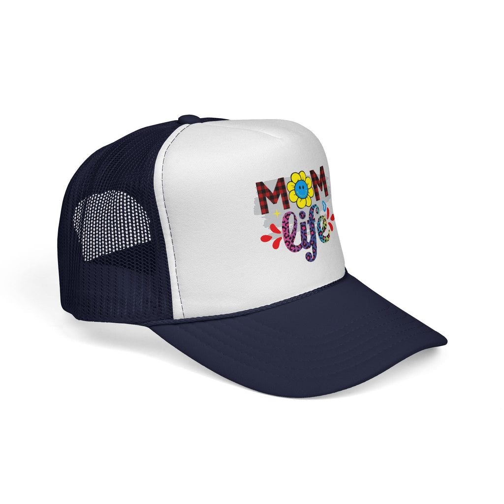 Mom Life Trucker Hat – Floral Plaid Cap for Moms, Mother's Day Gift