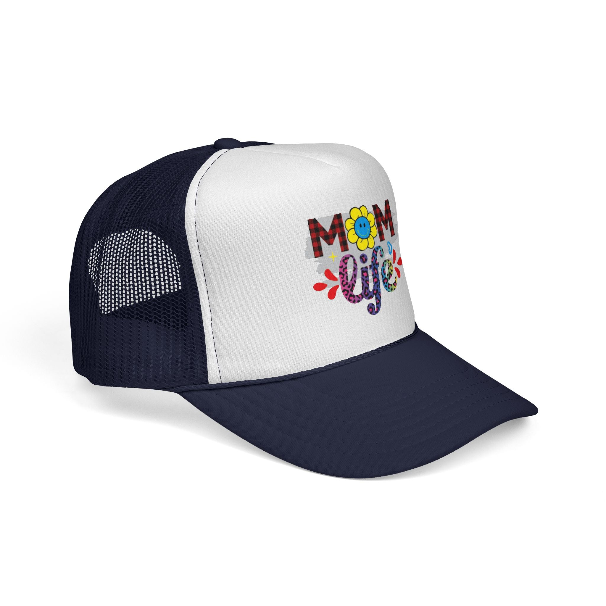 Mom Life Trucker Hat – Floral Plaid Cap for Moms, Mother's Day Gift