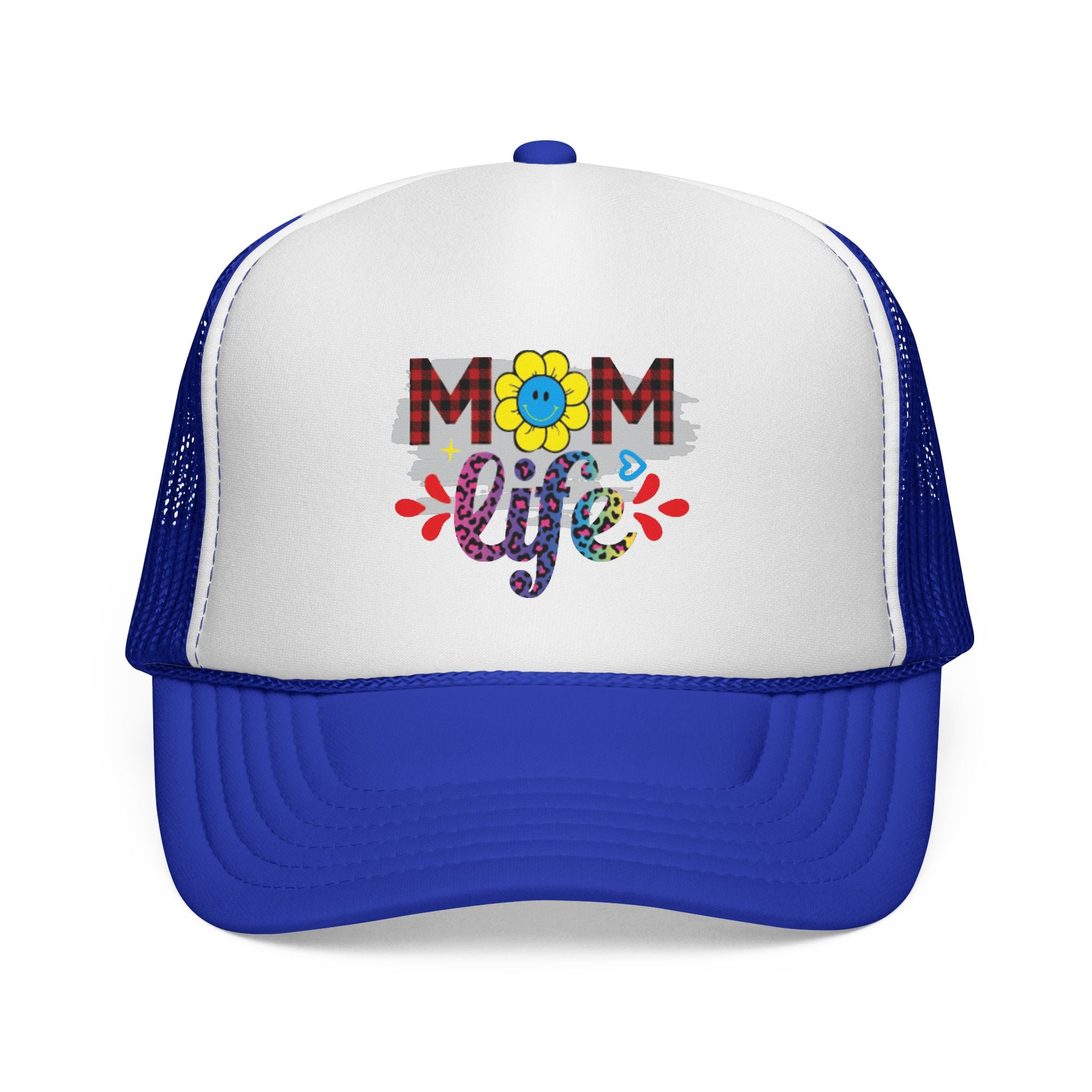 Mom Life Trucker Hat – Floral Plaid Cap for Moms, Mother's Day Gift