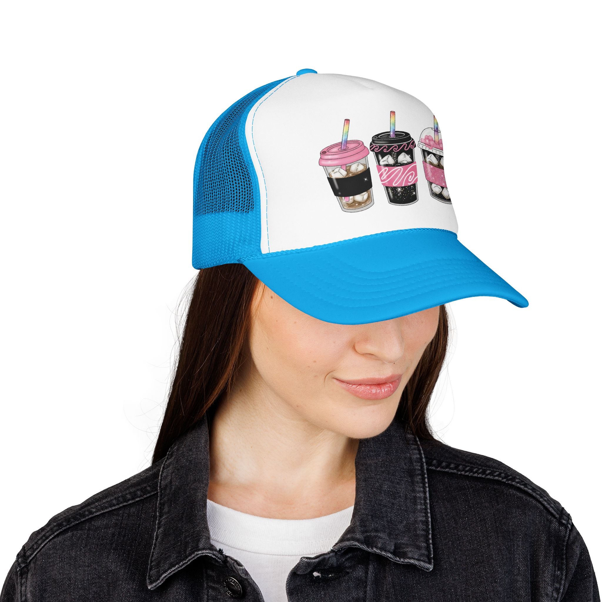 Trucker Hat — Cute Sparkle Milkshake Trio Foam Trucker Hat