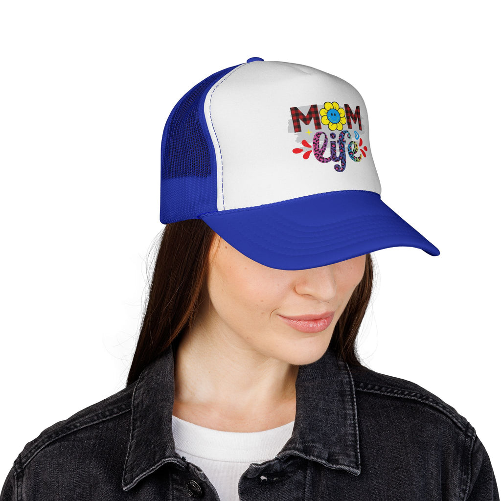 Mom Life Trucker Hat – Floral Plaid Cap for Moms, Mother's Day Gift