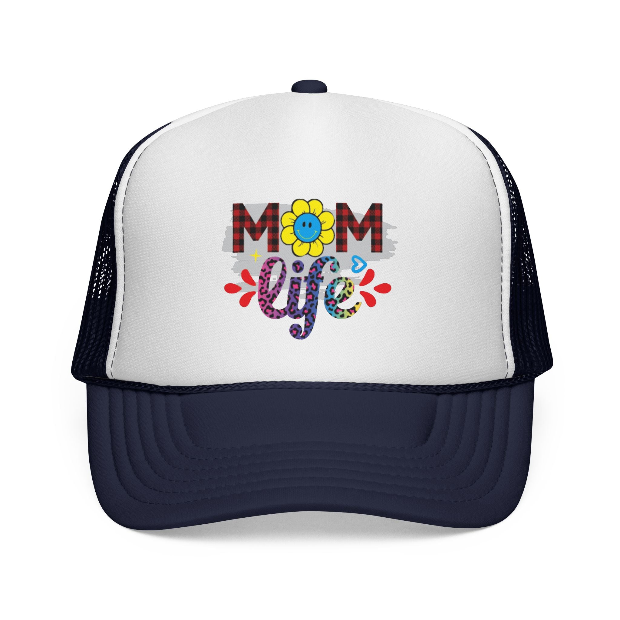 Mom Life Trucker Hat – Floral Plaid Cap for Moms, Mother's Day Gift