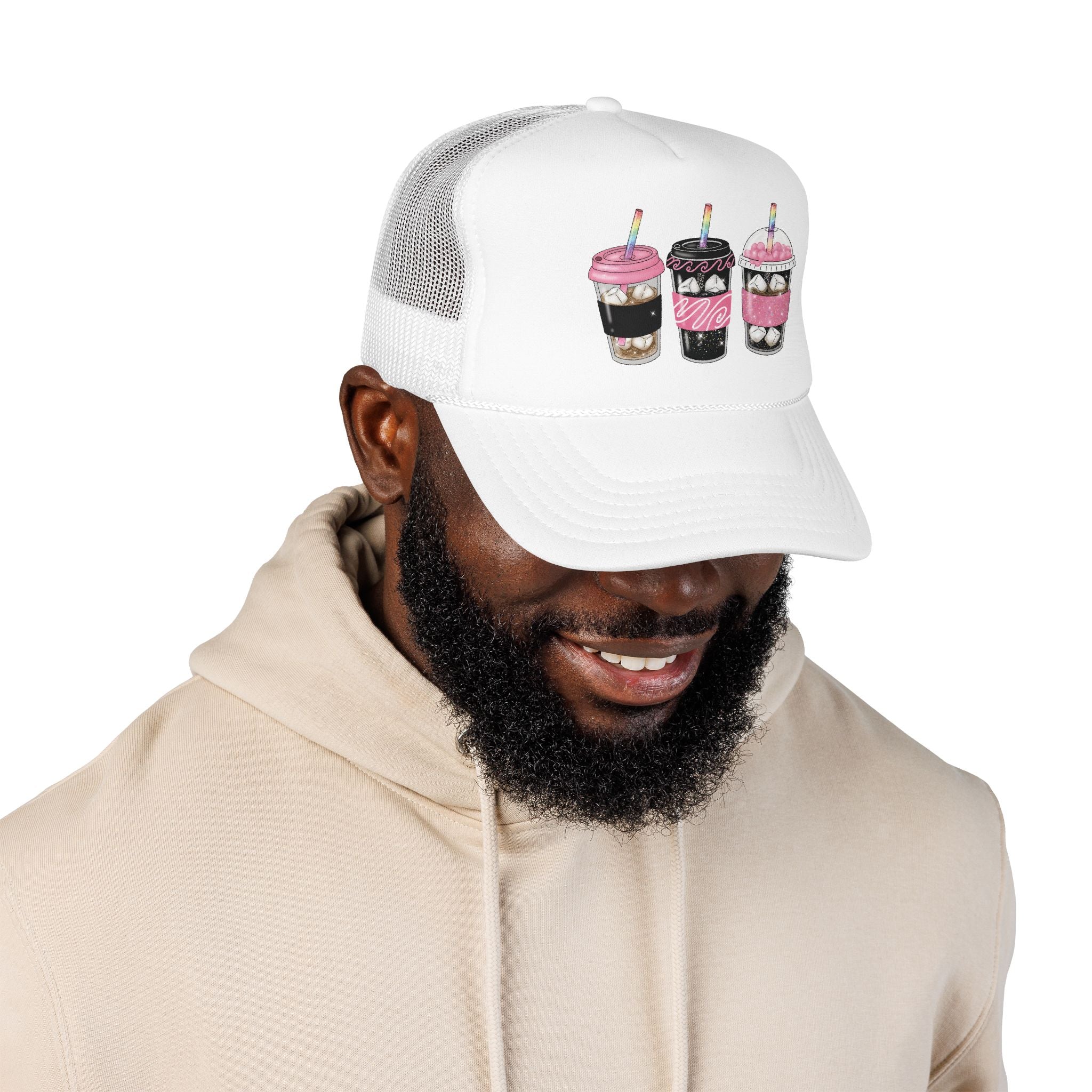Trucker Hat — Cute Sparkle Milkshake Trio Foam Trucker Hat