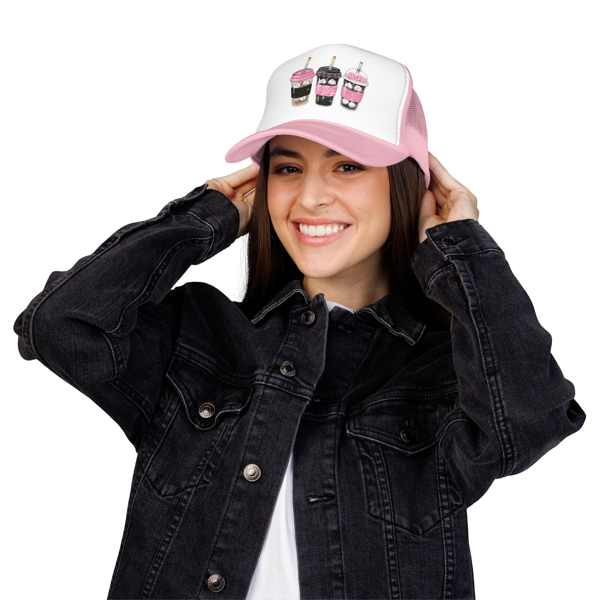 Trucker Hat — Cute Sparkle Milkshake Trio Foam Trucker Hat