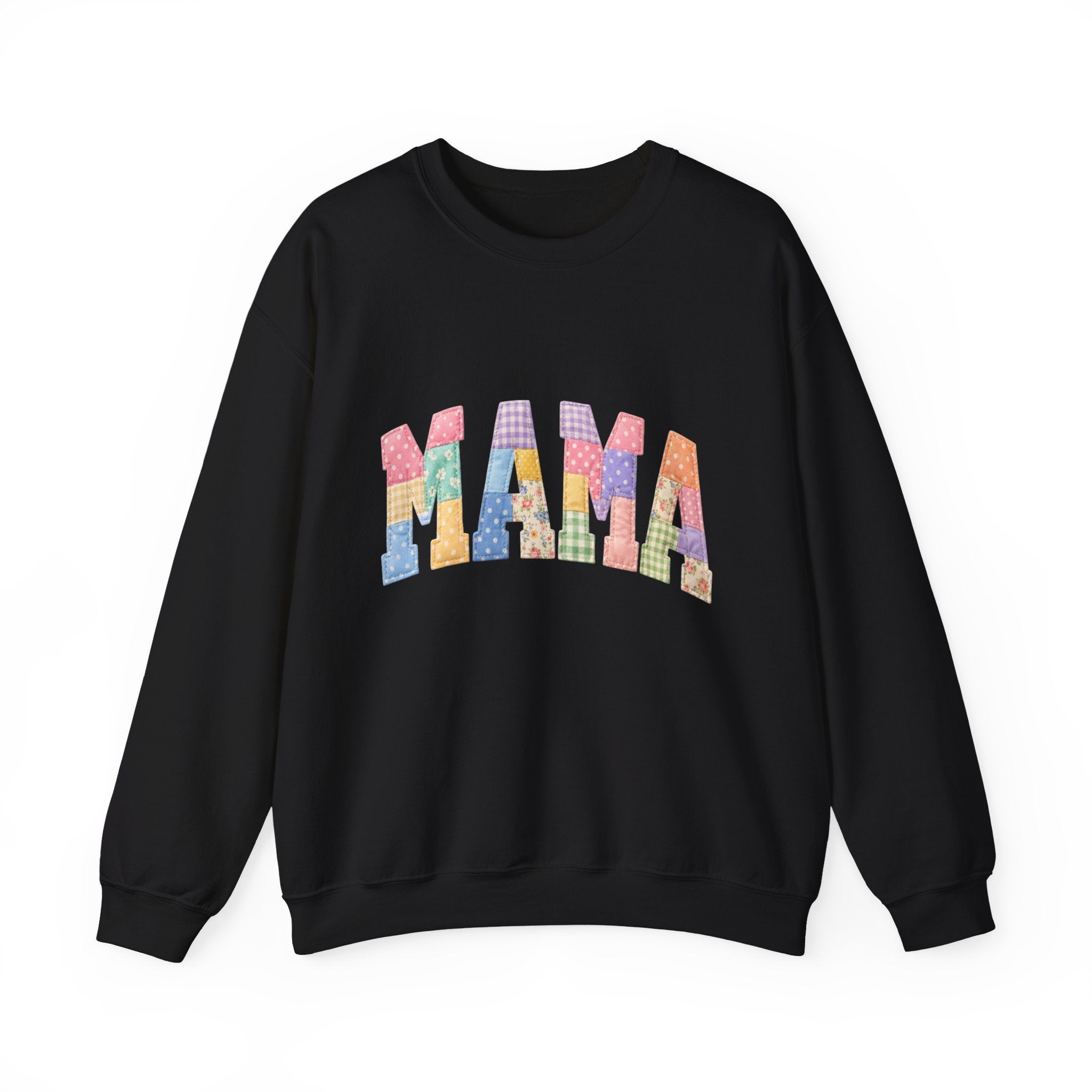 Mama Patchwork Crewneck Sweatshirt – Colorful Mom Graphic Pullover