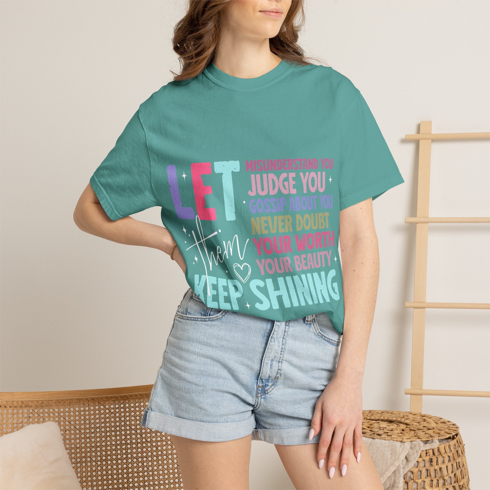 Keep Shining Inspirational Graphic T-Shirt — LET Never Doubt Your Worth