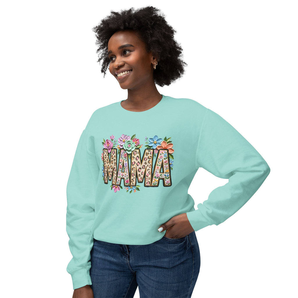 Mama Floral Leopard Sweatshirt — 'MAMA' Leopard Print & Flower Crewneck
