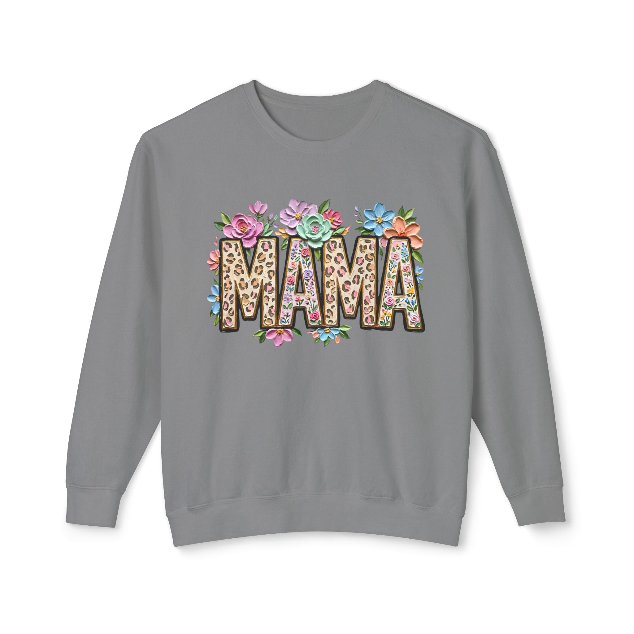 Mama Floral Leopard Sweatshirt — 'MAMA' Leopard Print & Flower Crewneck