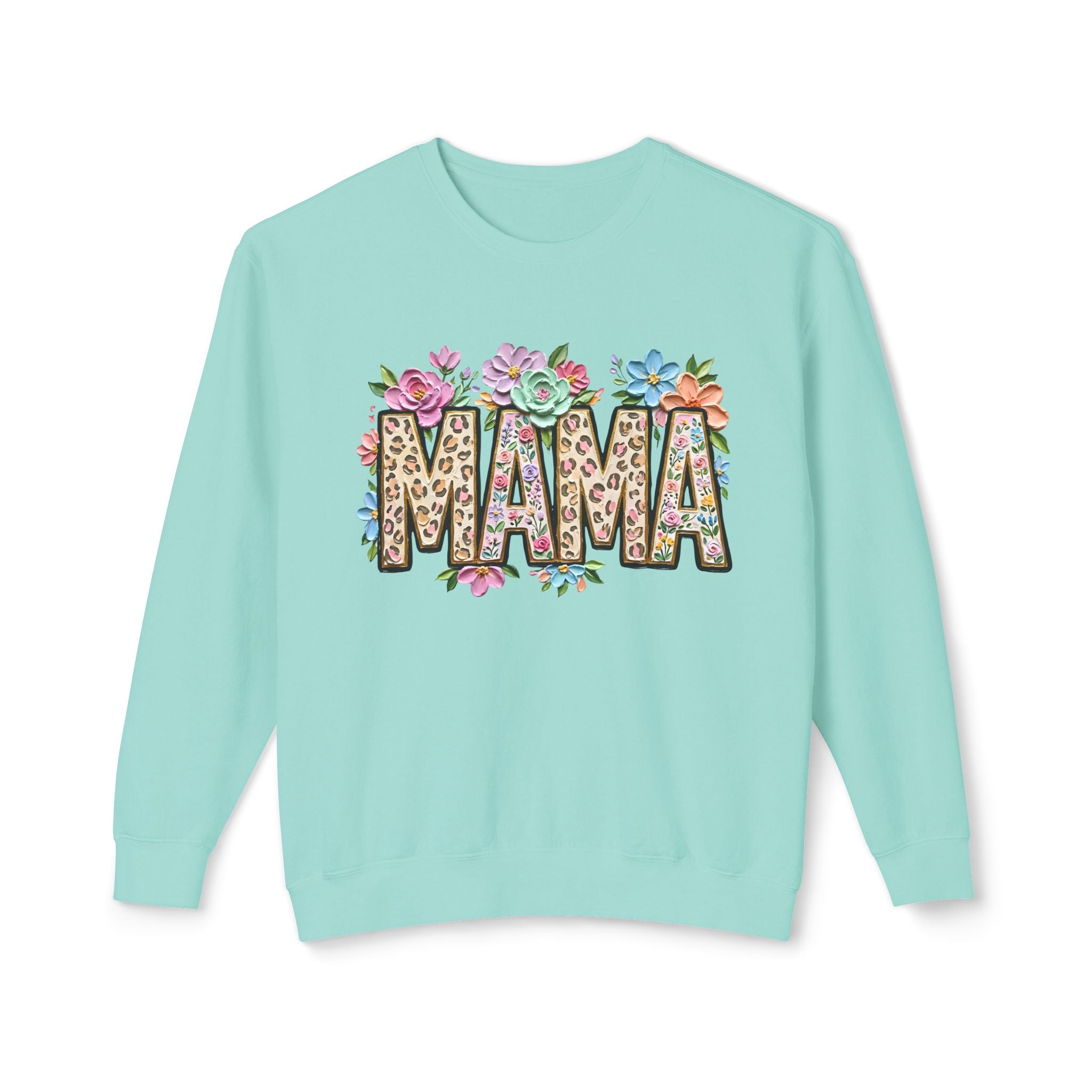 Mama Floral Leopard Sweatshirt — 'MAMA' Leopard Print & Flower Crewneck