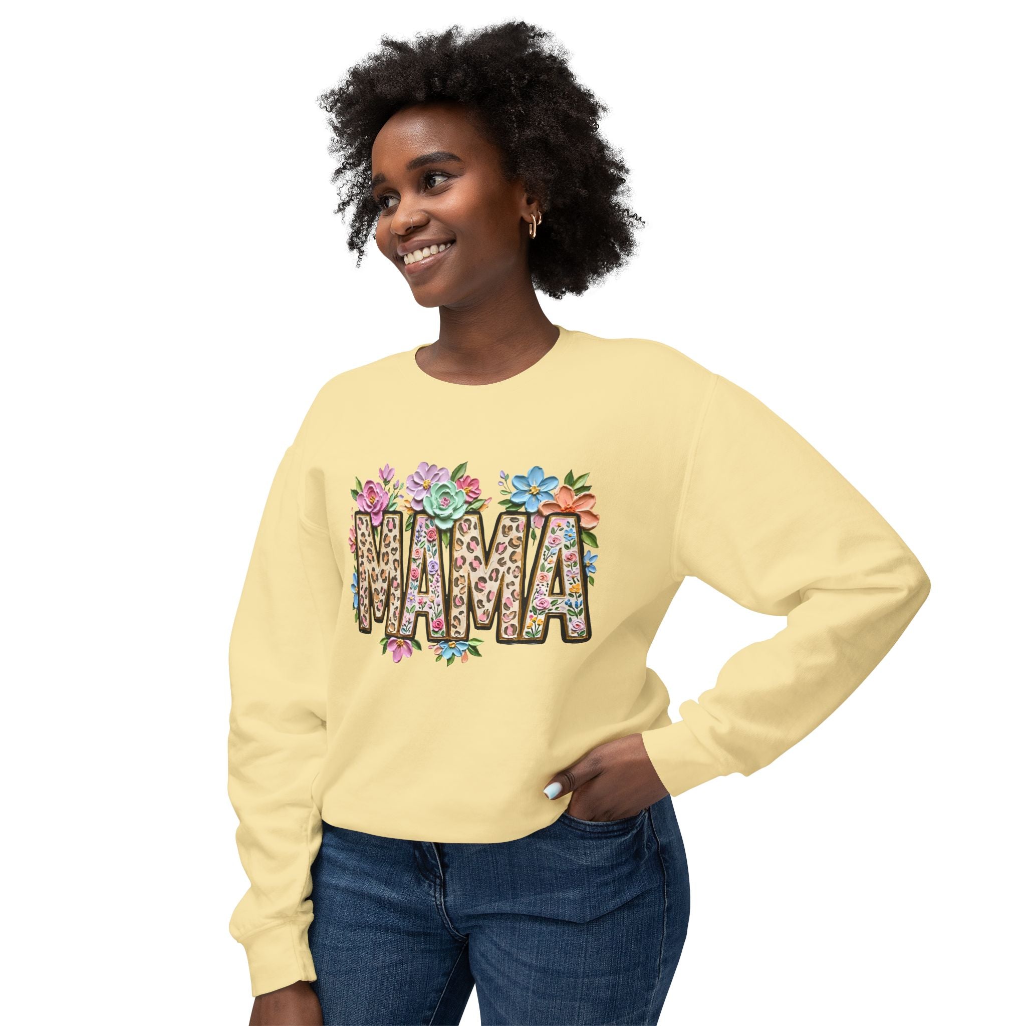 Mama Floral Leopard Sweatshirt — 'MAMA' Leopard Print & Flower Crewneck