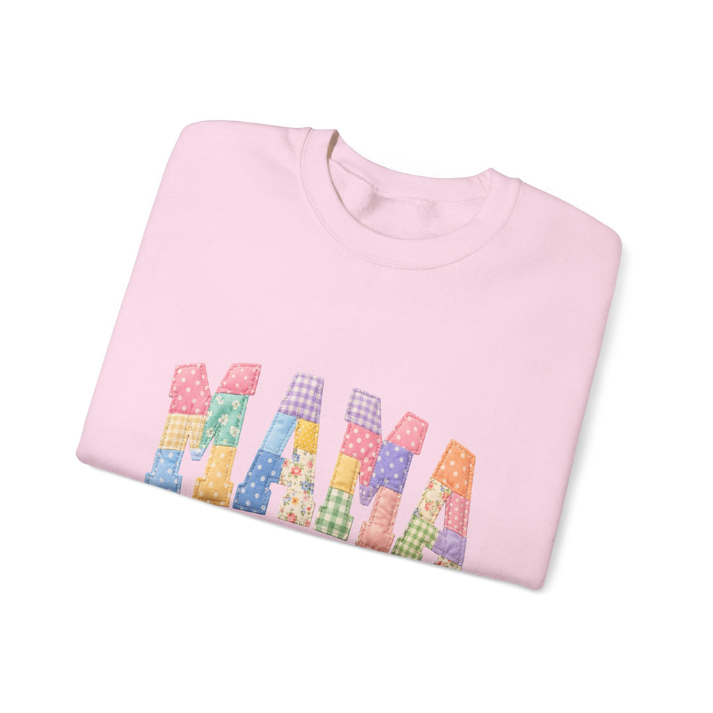 Mama Patchwork Crewneck Sweatshirt – Colorful Mom Graphic Pullover