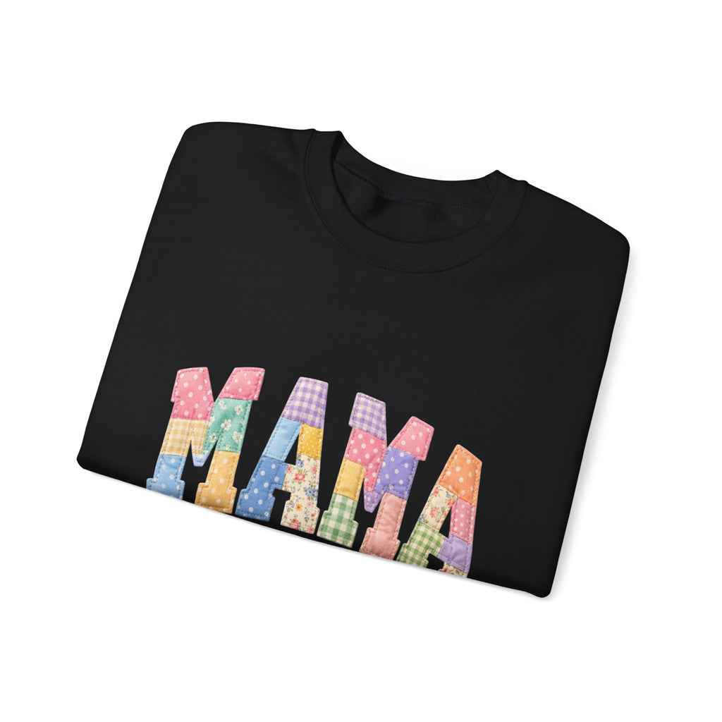 Mama Patchwork Crewneck Sweatshirt – Colorful Mom Graphic Pullover