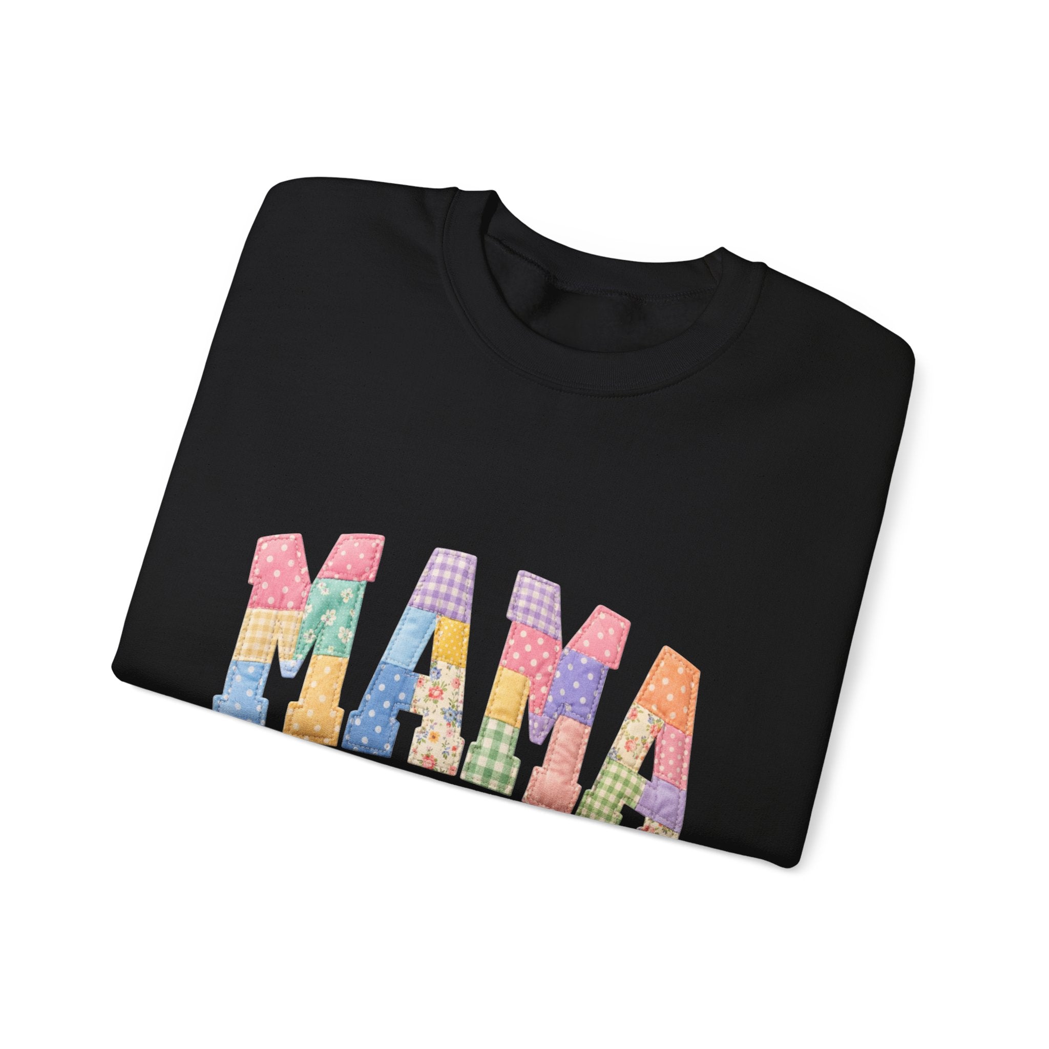 Mama Patchwork Crewneck Sweatshirt – Colorful Mom Graphic Pullover