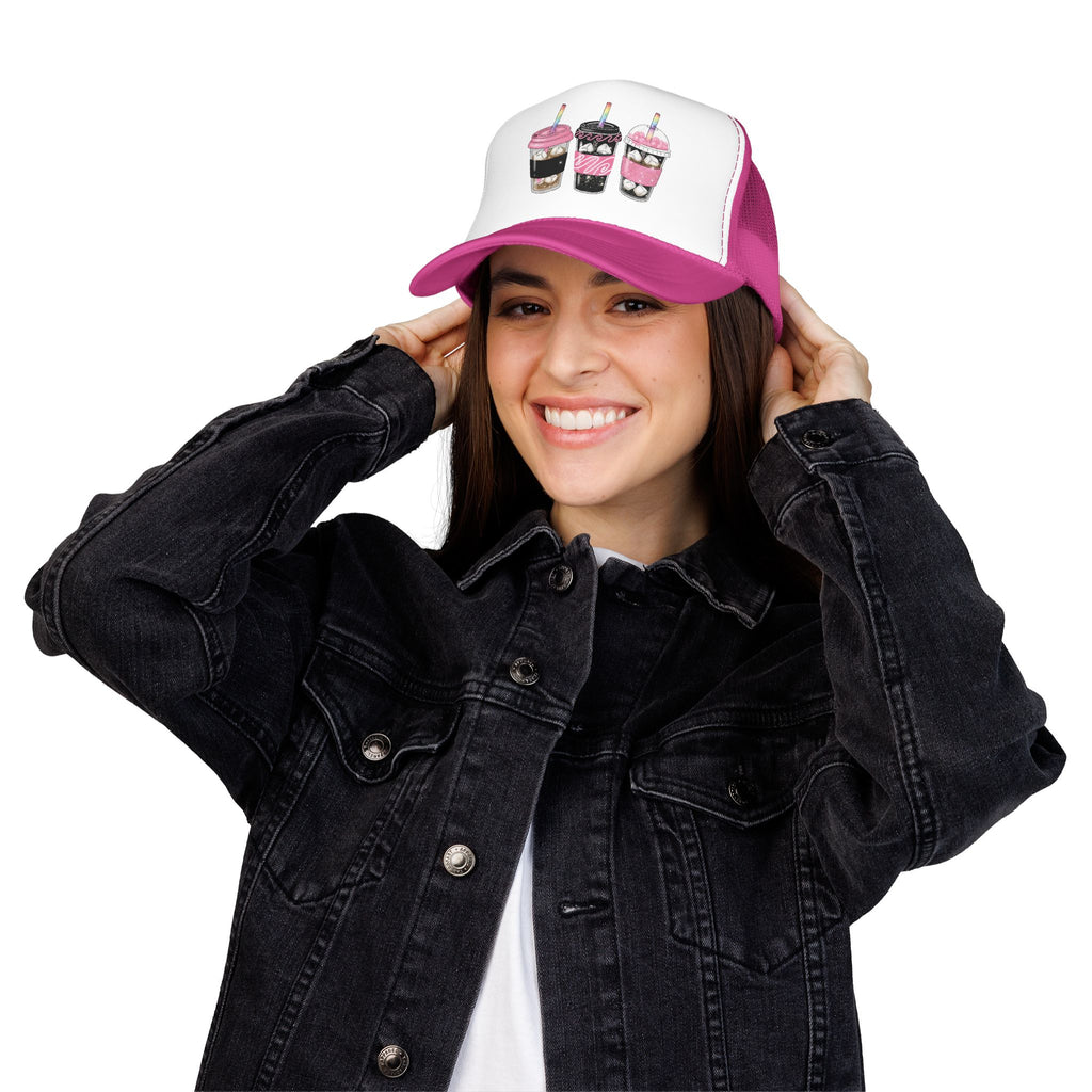 Trucker Hat — Cute Sparkle Milkshake Trio Foam Trucker Hat