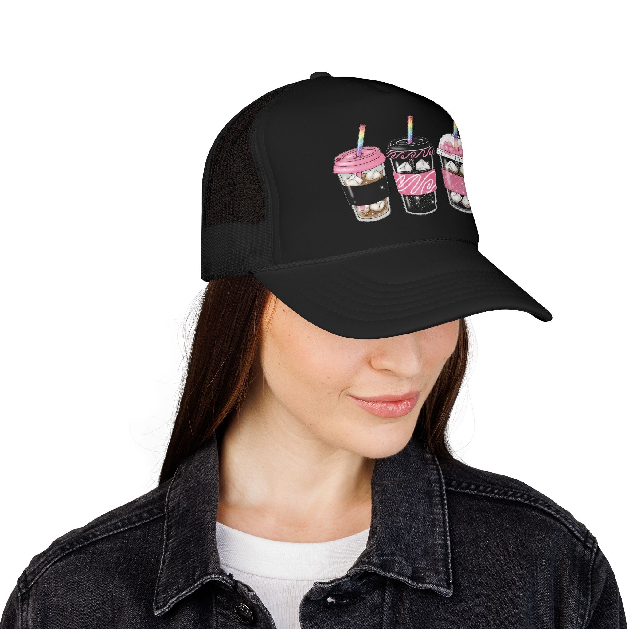 Trucker Hat — Cute Sparkle Milkshake Trio Foam Trucker Hat
