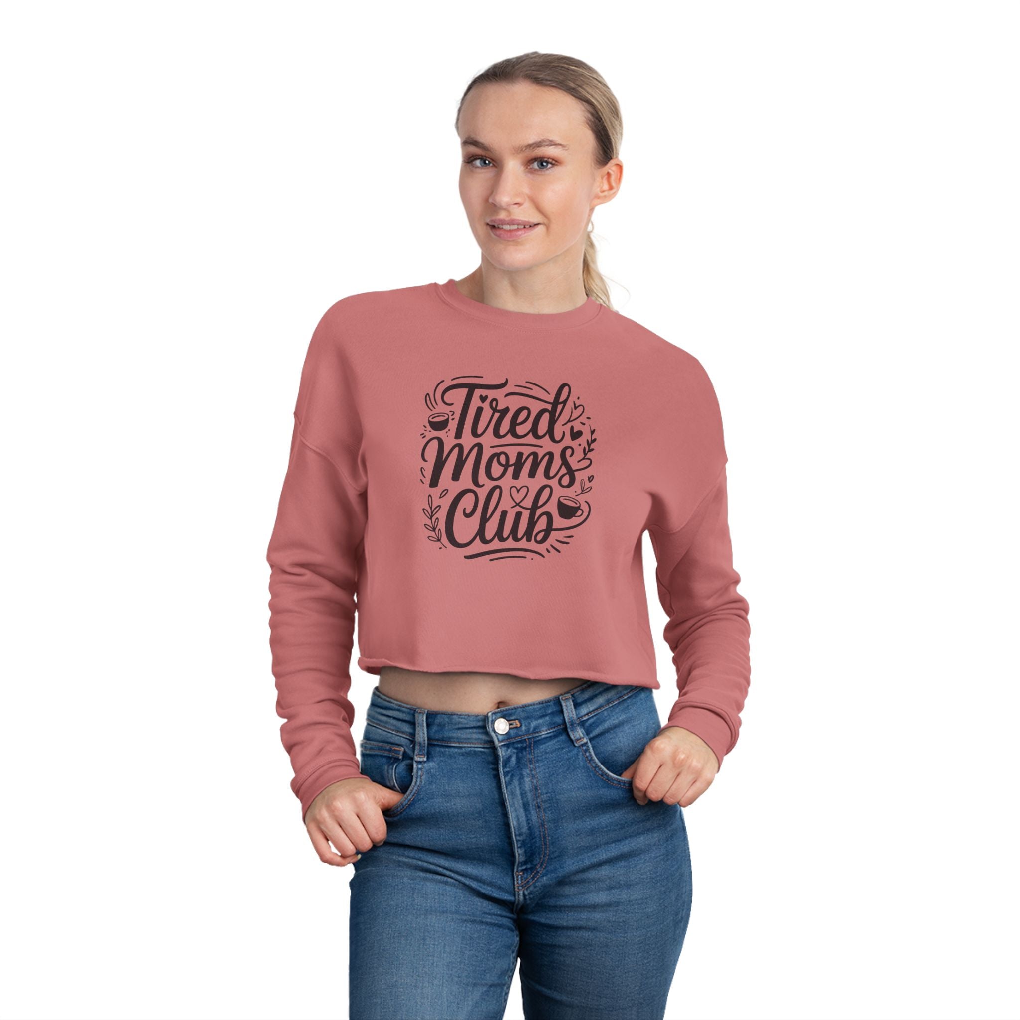Tired Moms Club Cropped Sweatshirt — Cozy Casual Gift for Busy Moms
