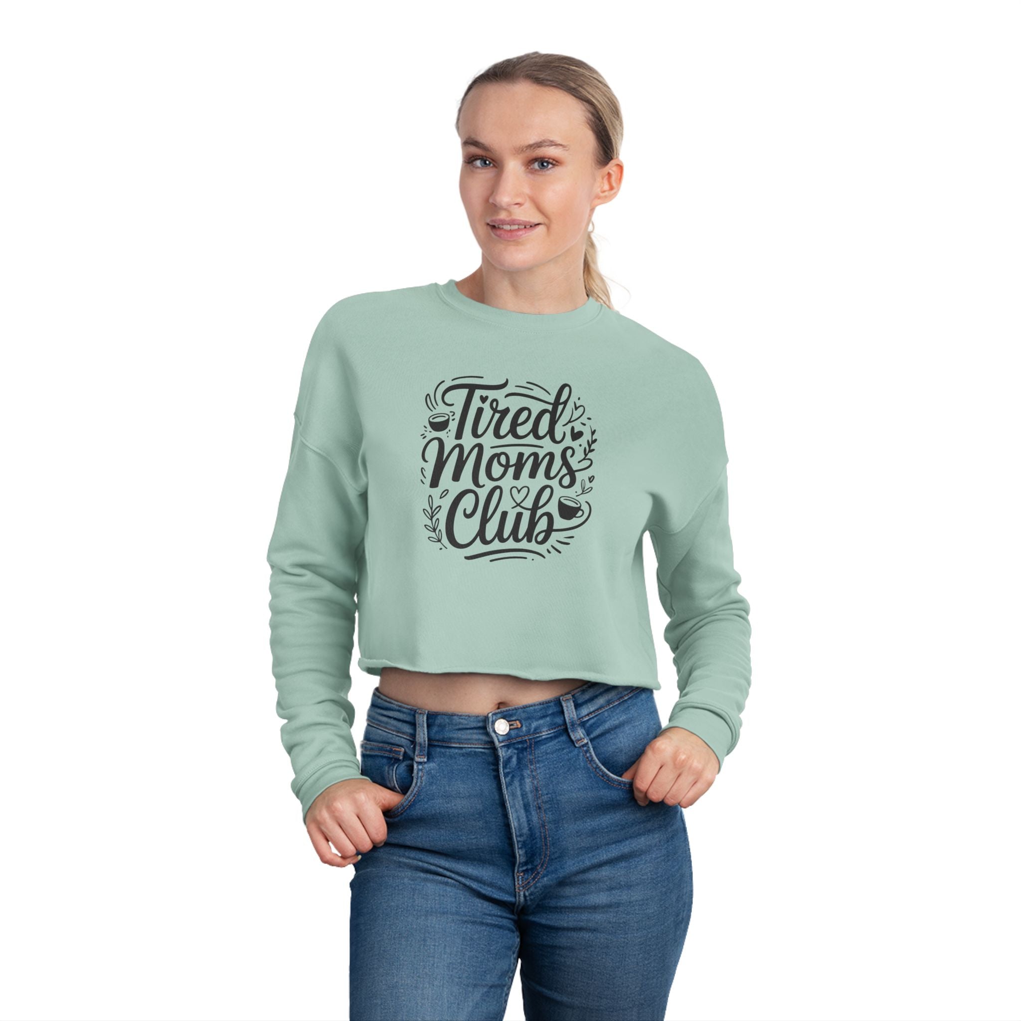 Tired Moms Club Cropped Sweatshirt — Cozy Casual Gift for Busy Moms