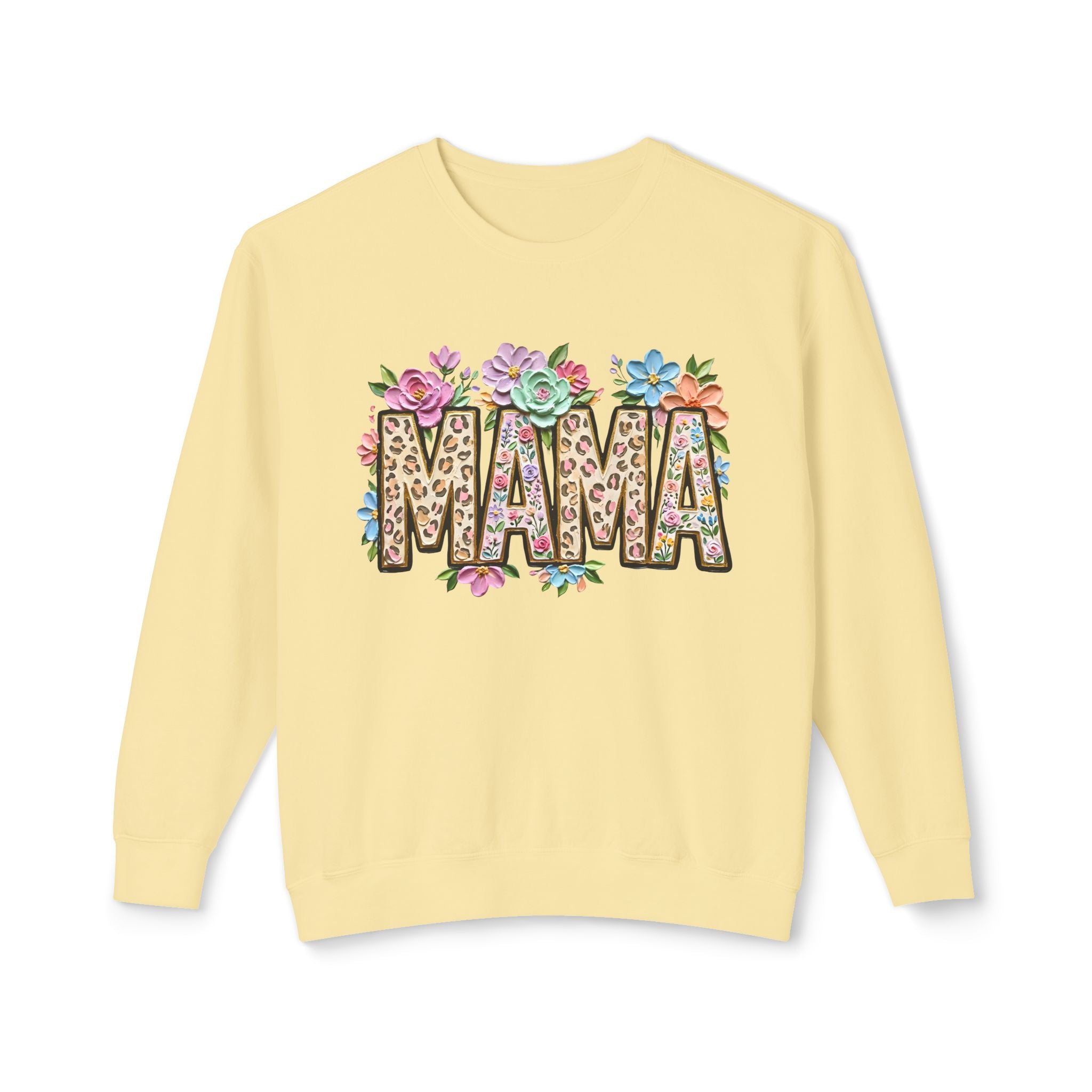 Mama Floral Leopard Sweatshirt — 'MAMA' Leopard Print & Flower Crewneck