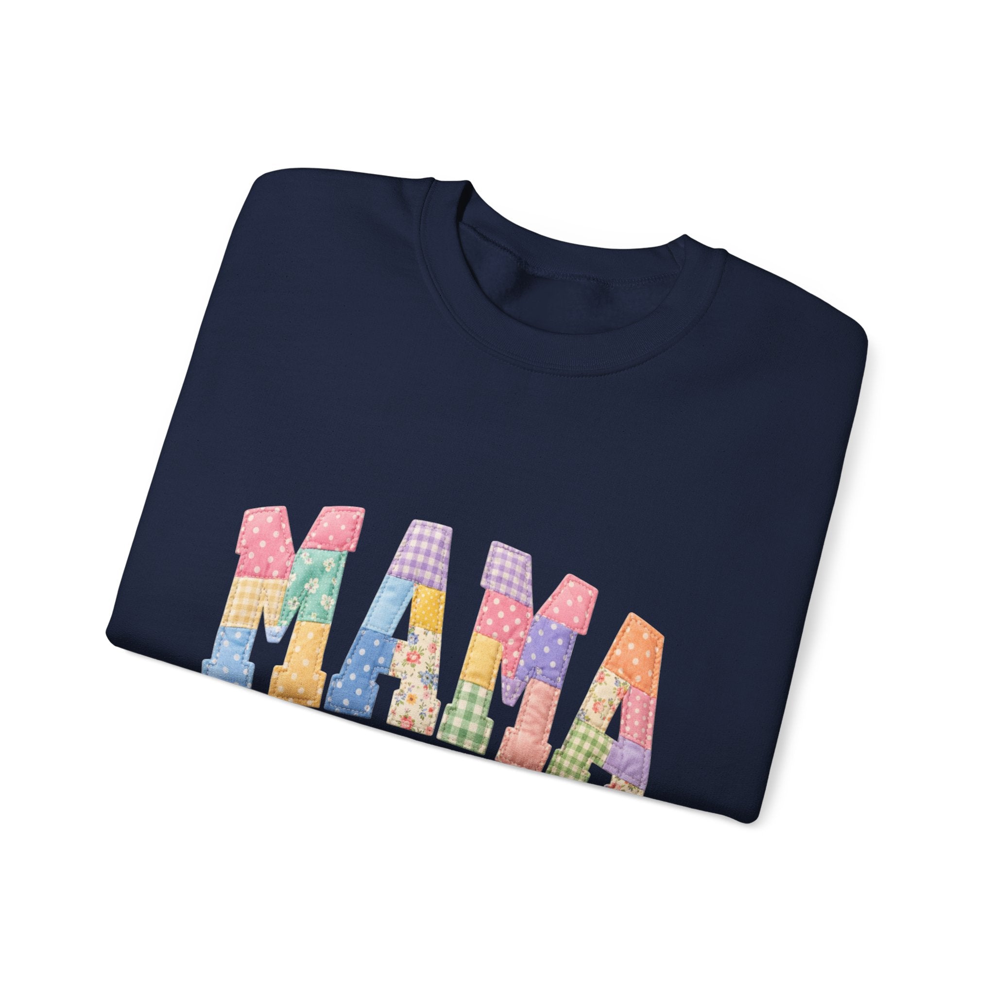 Mama Patchwork Crewneck Sweatshirt – Colorful Mom Graphic Pullover