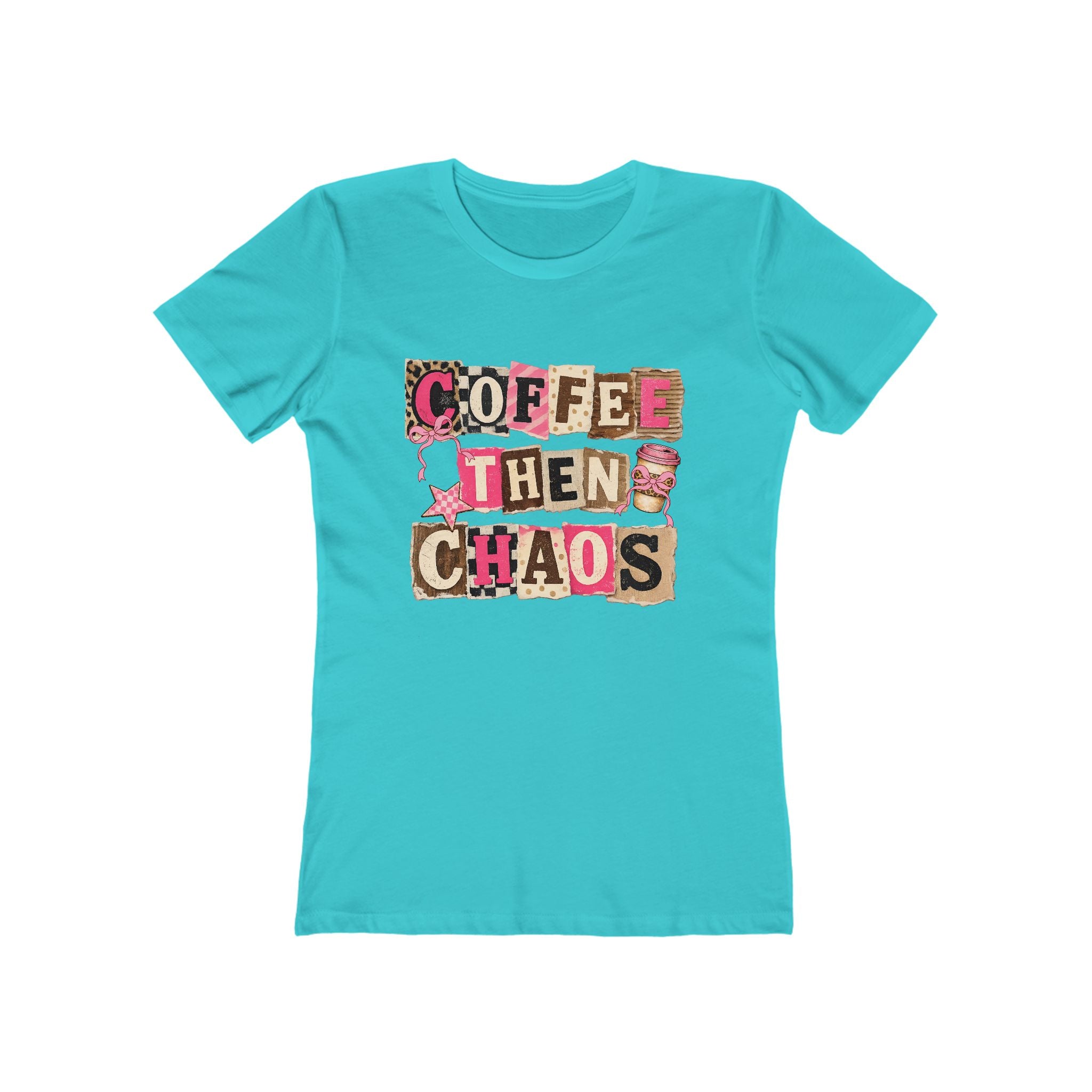 Coffee Then Chaos Women’s Tee — Cute Leopard Lettering Graphic Shirt