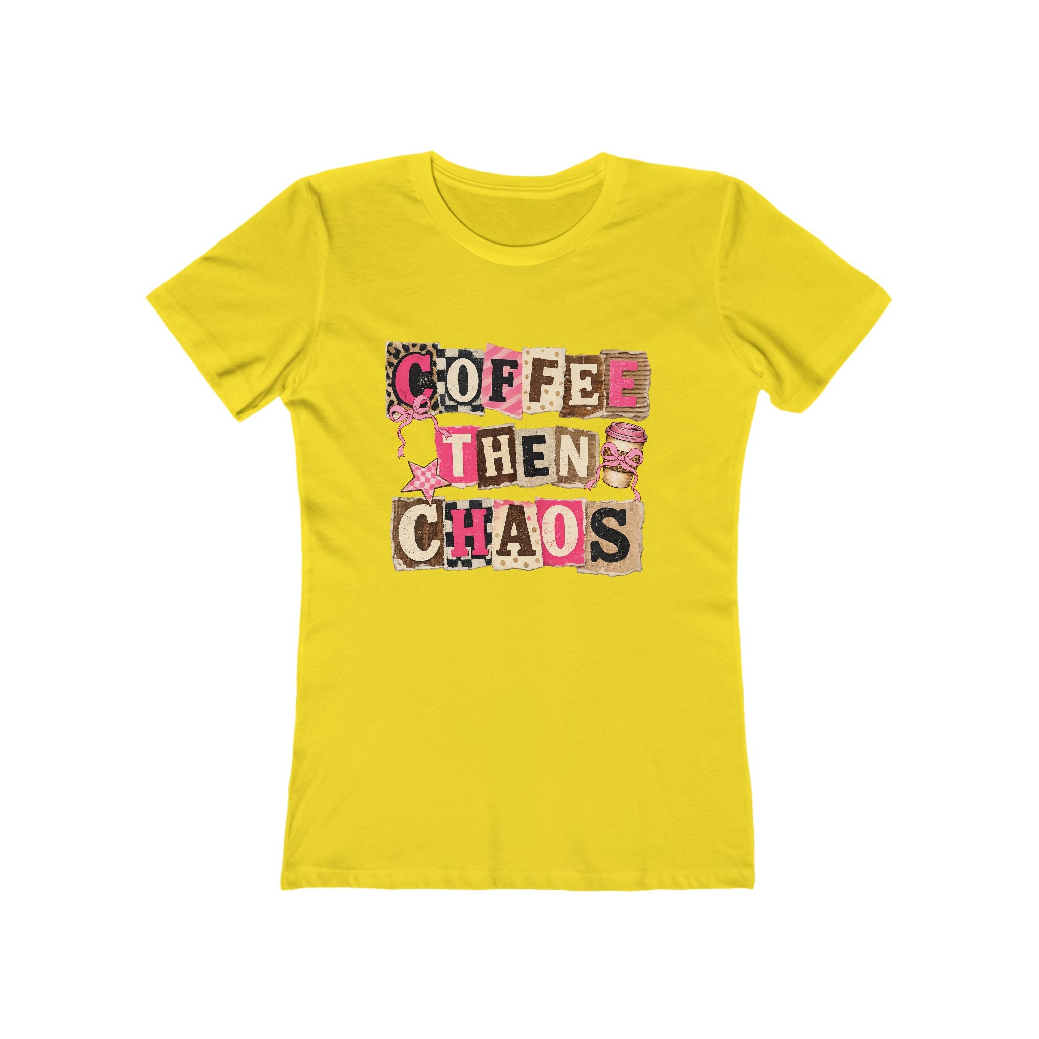 Coffee Then Chaos Women’s Tee — Cute Leopard Lettering Graphic Shirt