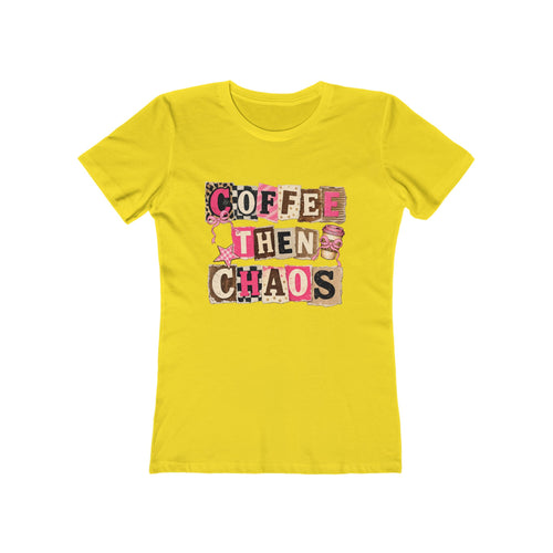 Coffee Then Chaos Women’s Tee — Cute Leopard Lettering Graphic Shirt