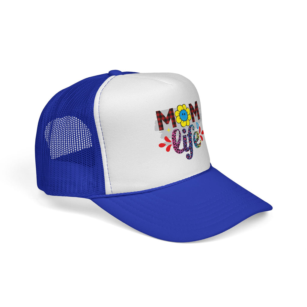 Mom Life Trucker Hat – Floral Plaid Cap for Moms, Mother's Day Gift